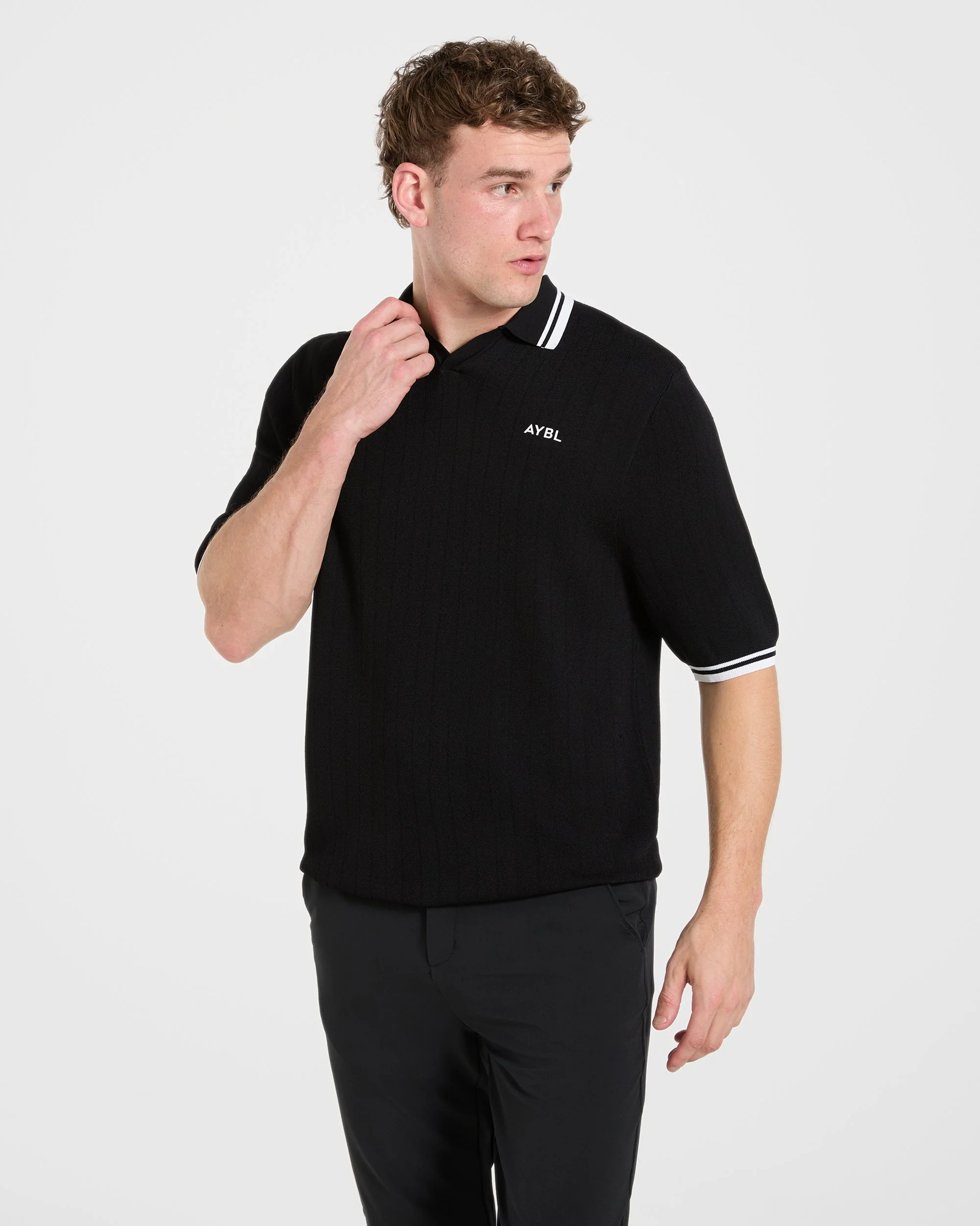 Classic Knitted Polo - Black - Image 7