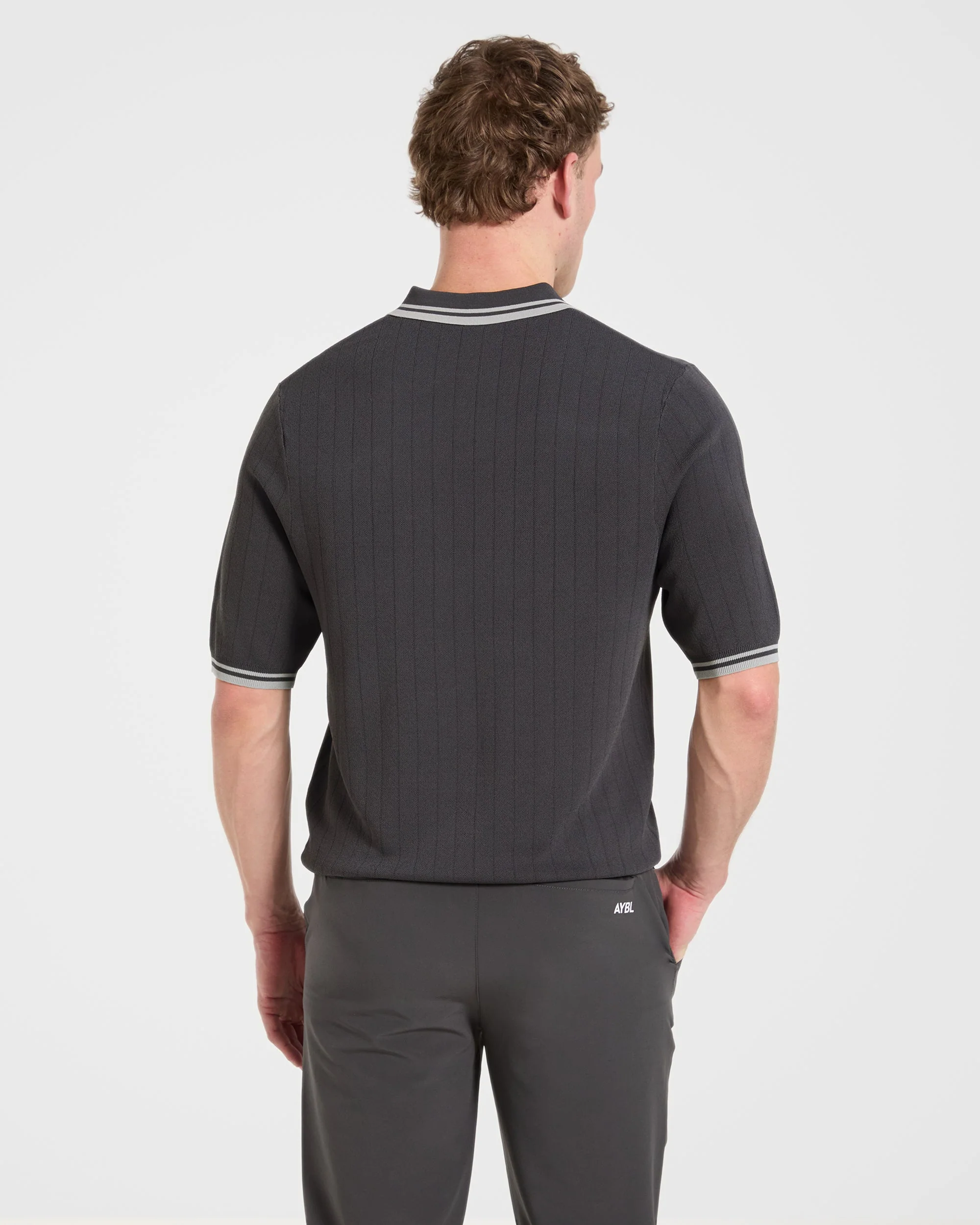 Classic Knitted Polo - Charcoal - Image 2