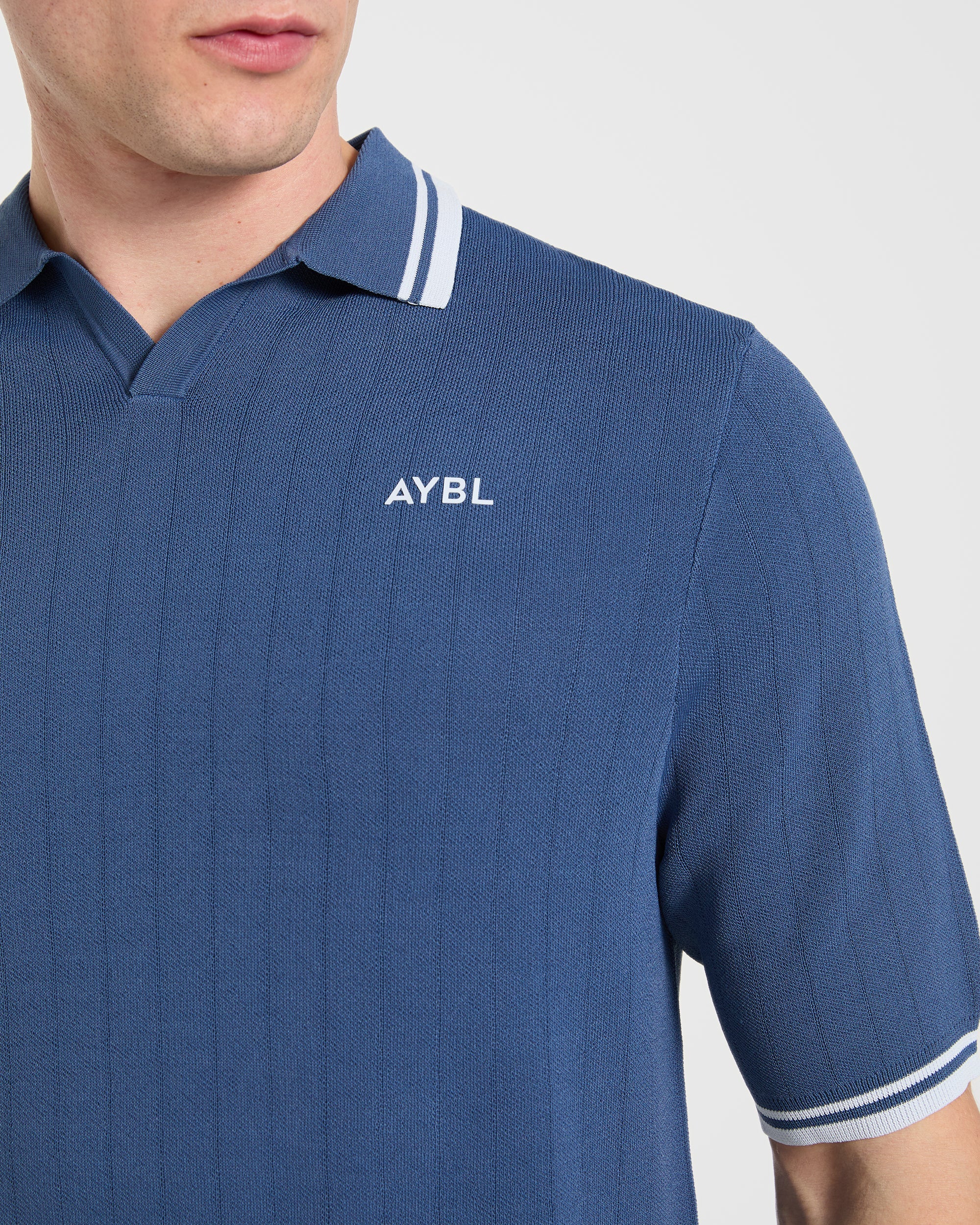 Classic Knitted Polo - Muted Blue - Image 5
