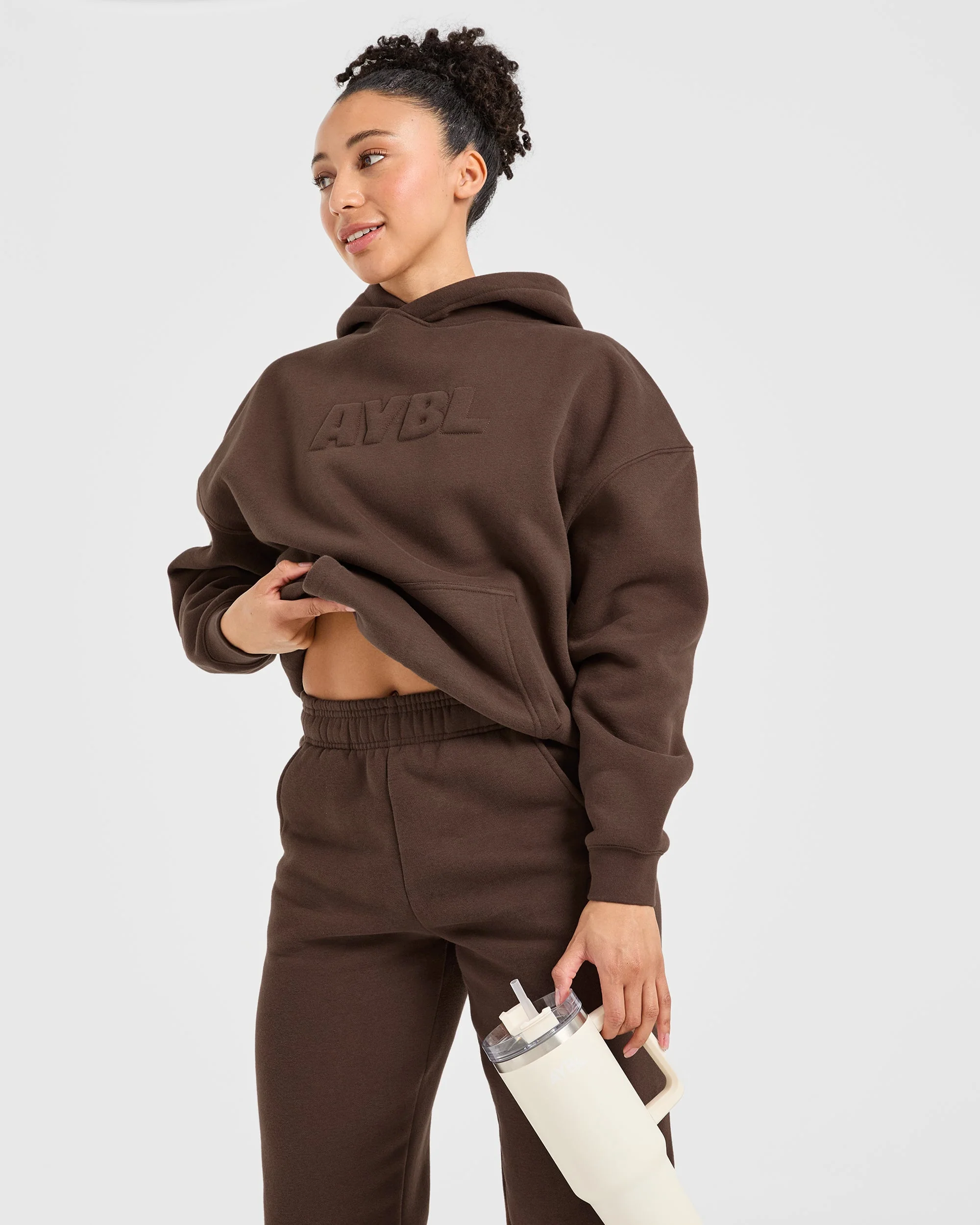 Classic Plush Oversized Hoodie - Brown - Image 8