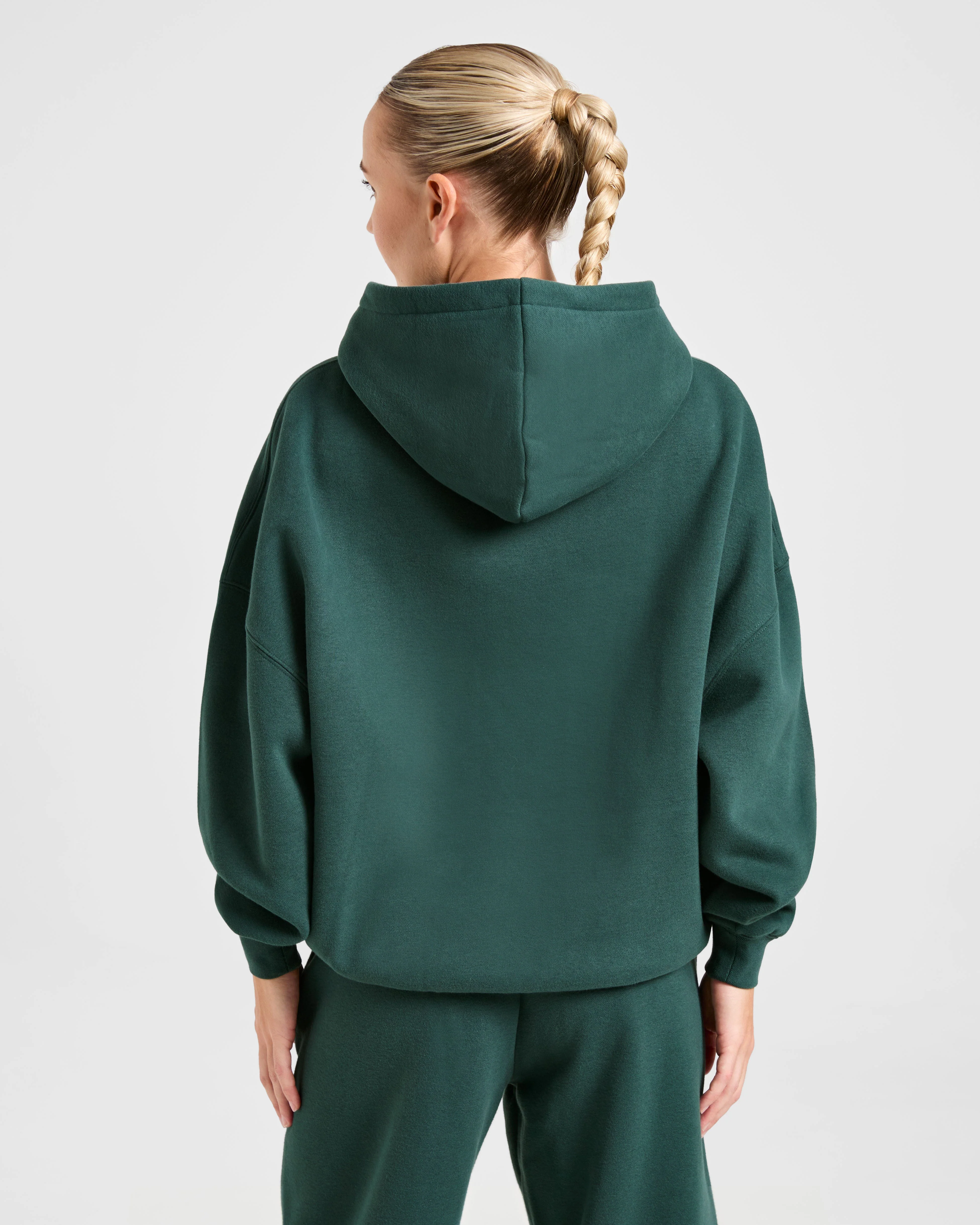 Classic Plush Oversized Hoodie - Pine Green - Image 2