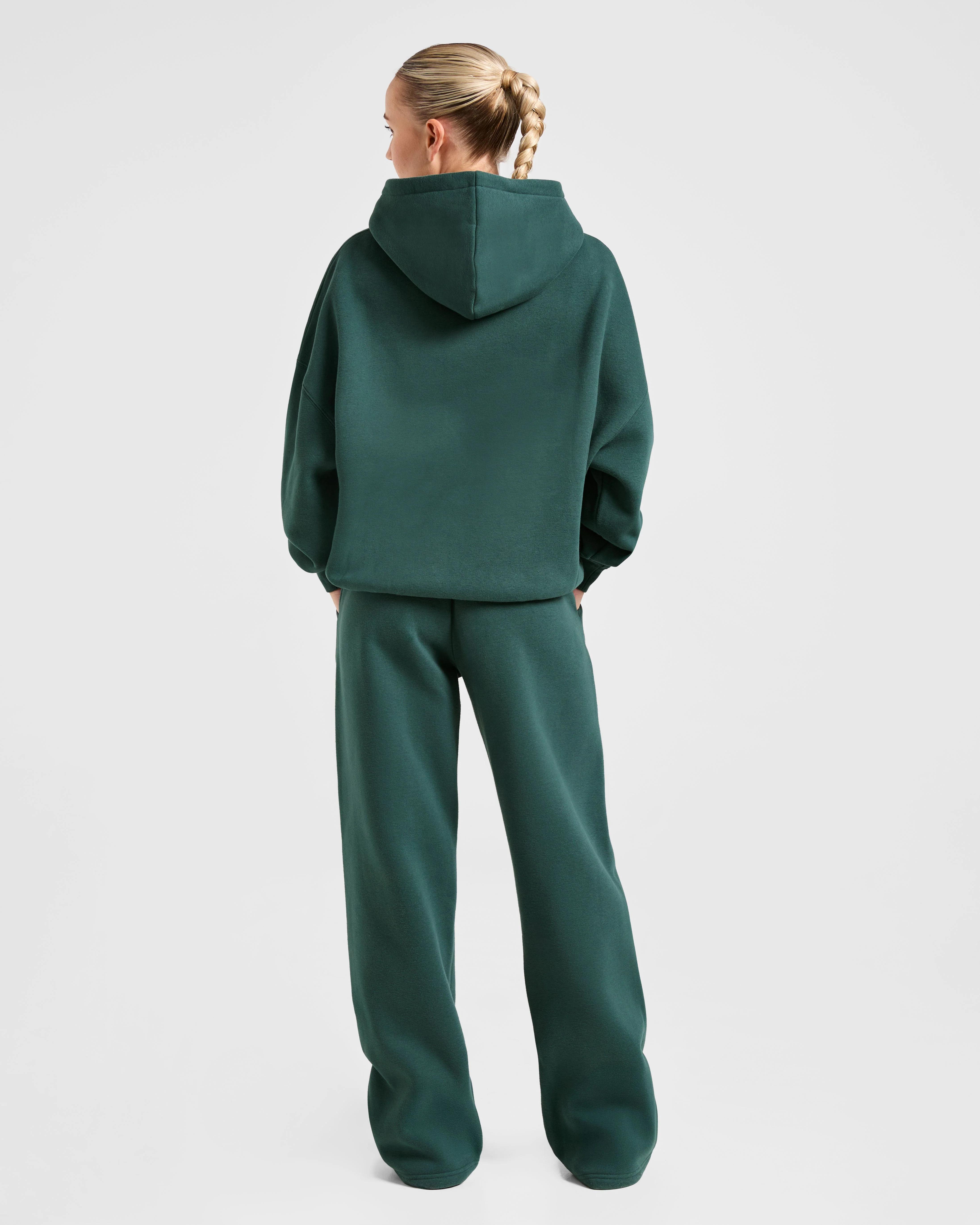 Classic Plush Oversized Hoodie - Pine Green - Image 4