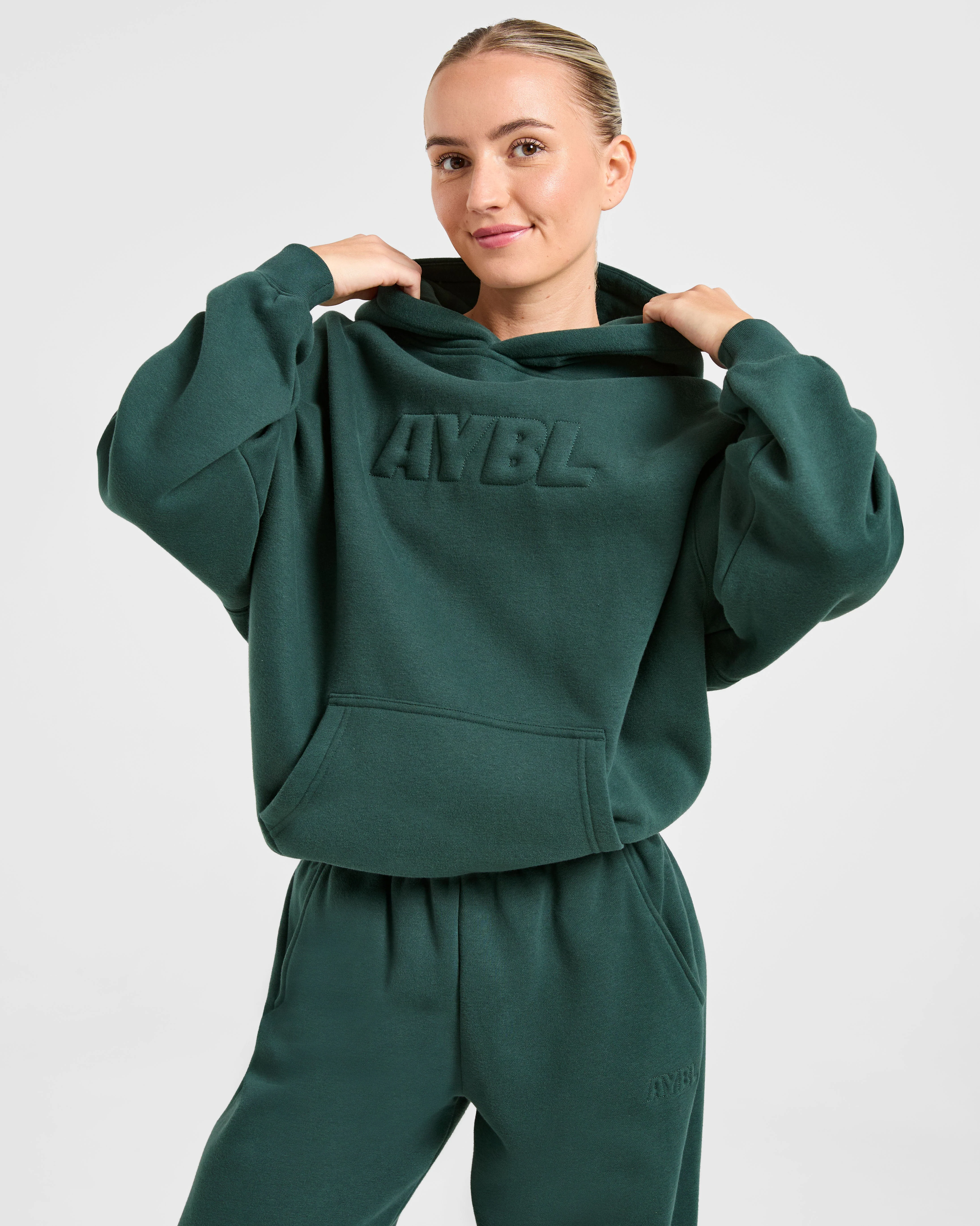 Classic Plush Oversized Hoodie - Pine Green - Image 7