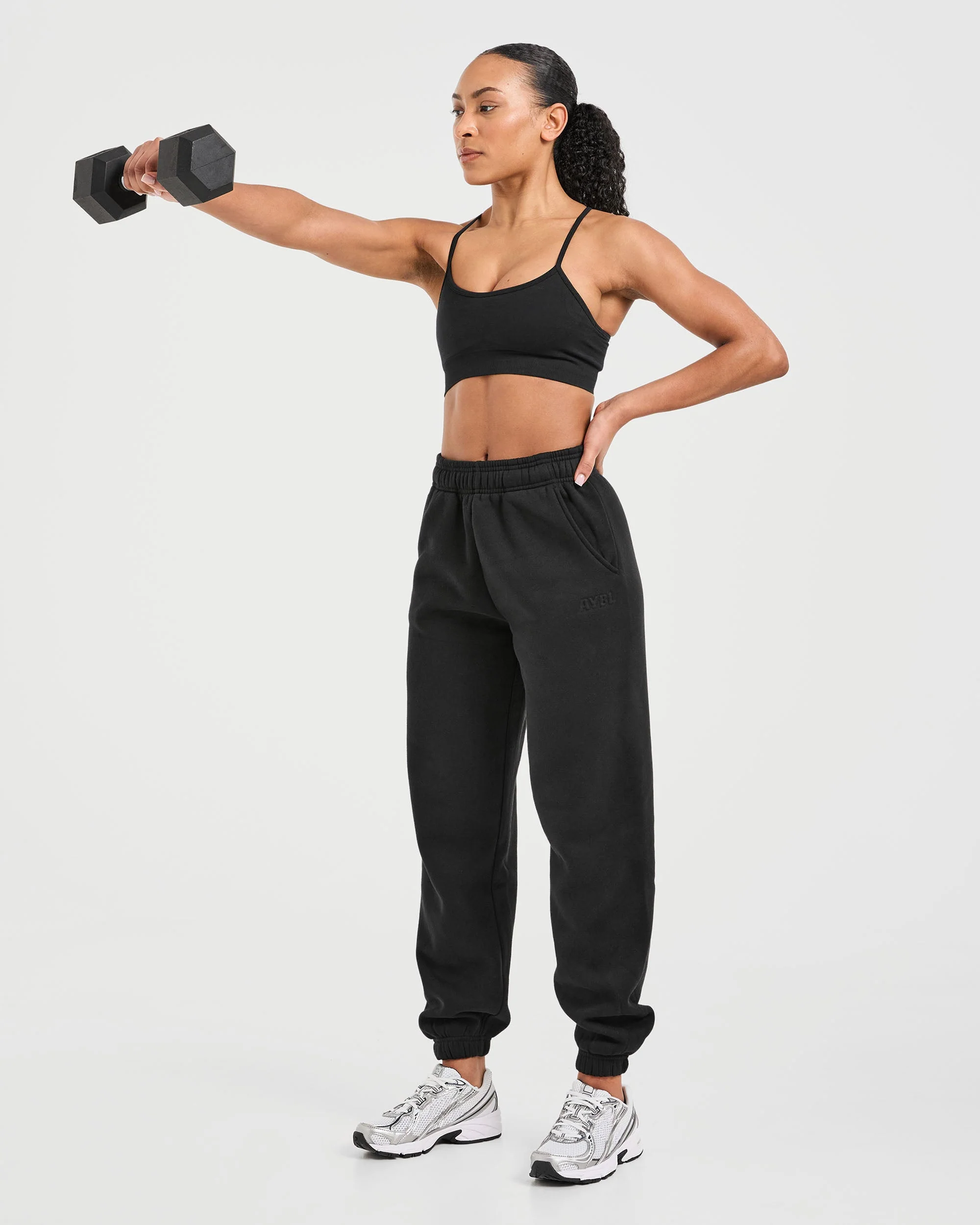 Classic Plush Oversized Joggers - Black - Image 7