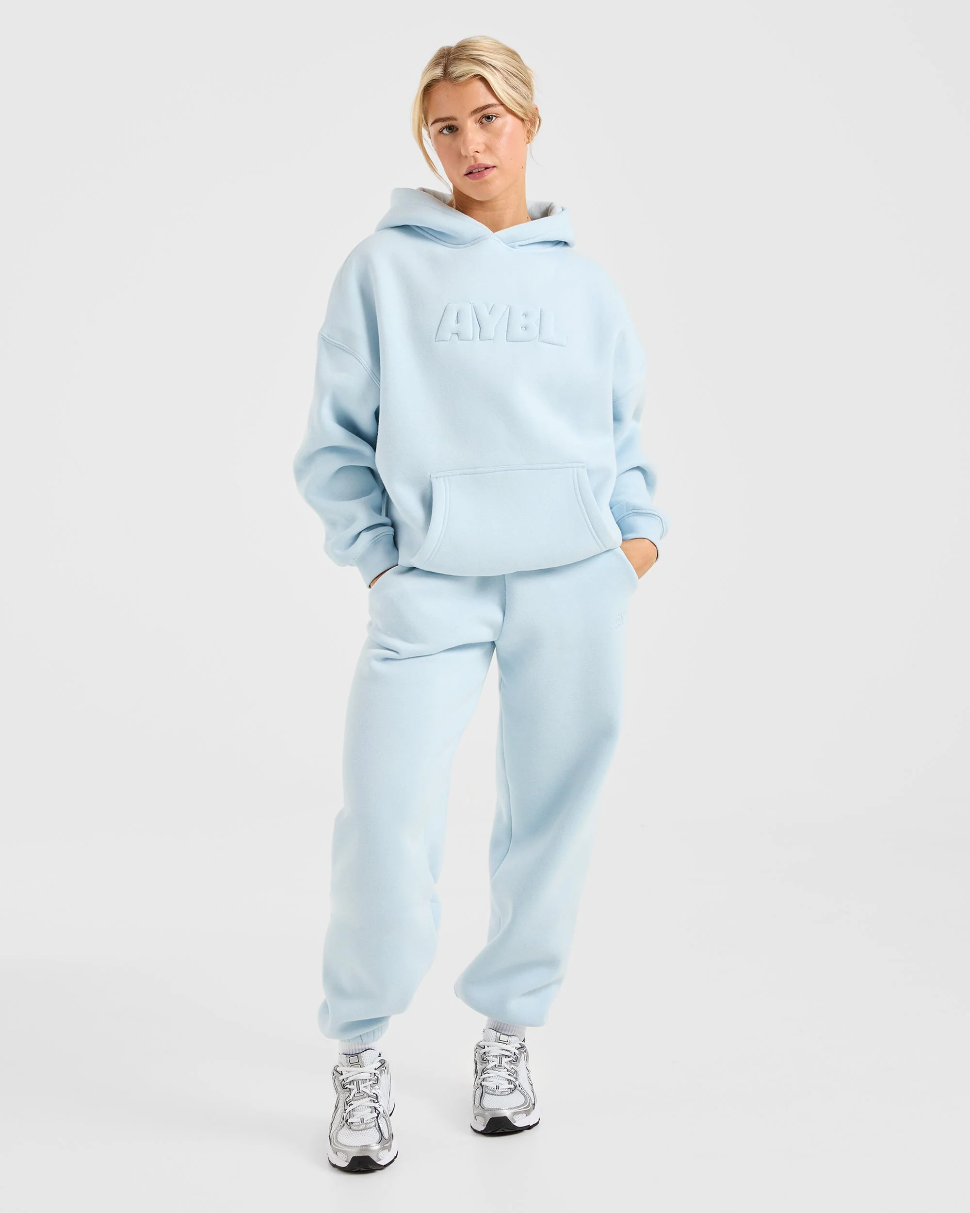 Classic Plush Oversized Joggers - Pastel Blue - Image 3