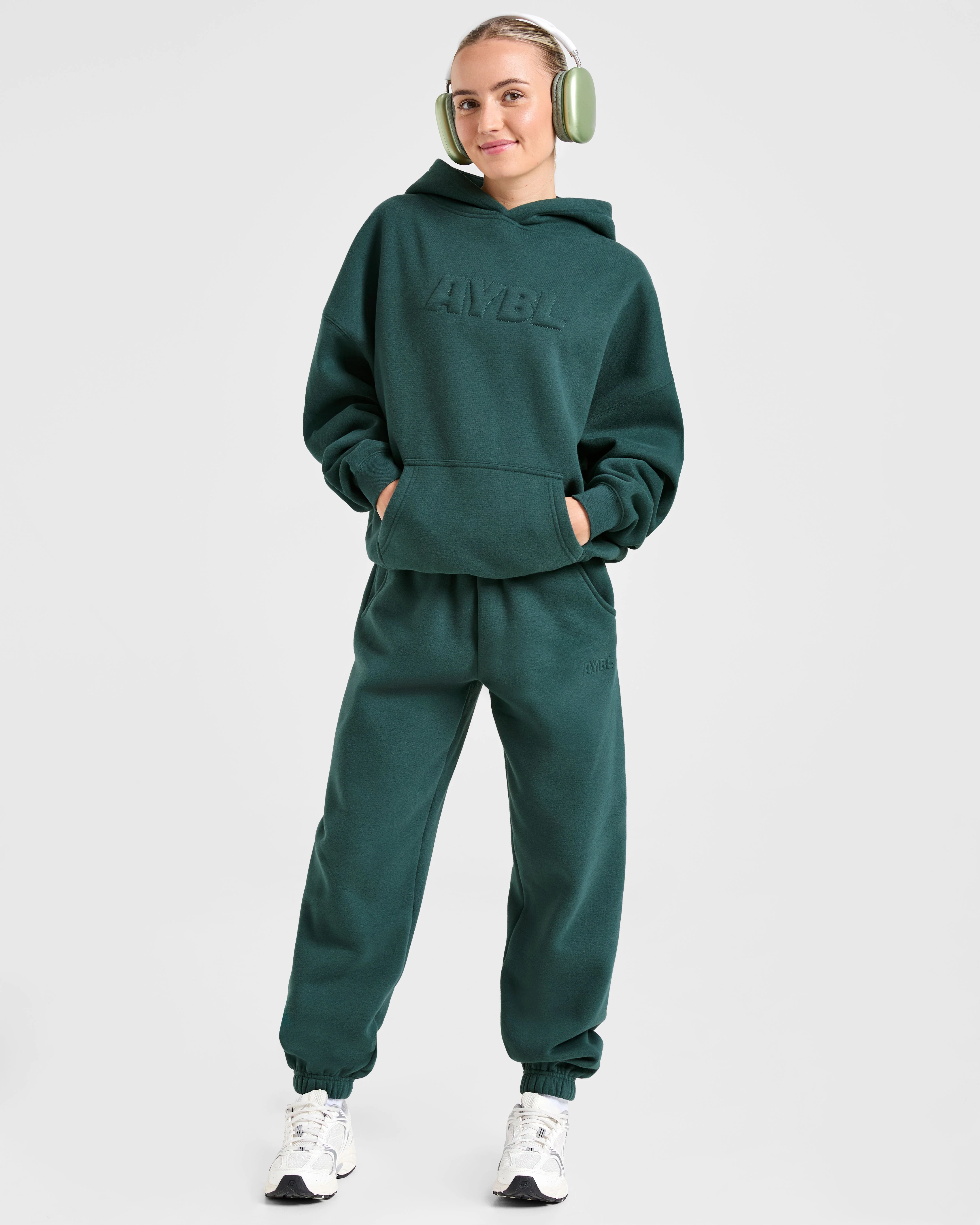Classic Plush Oversized Joggers - Pine Green - Image 8