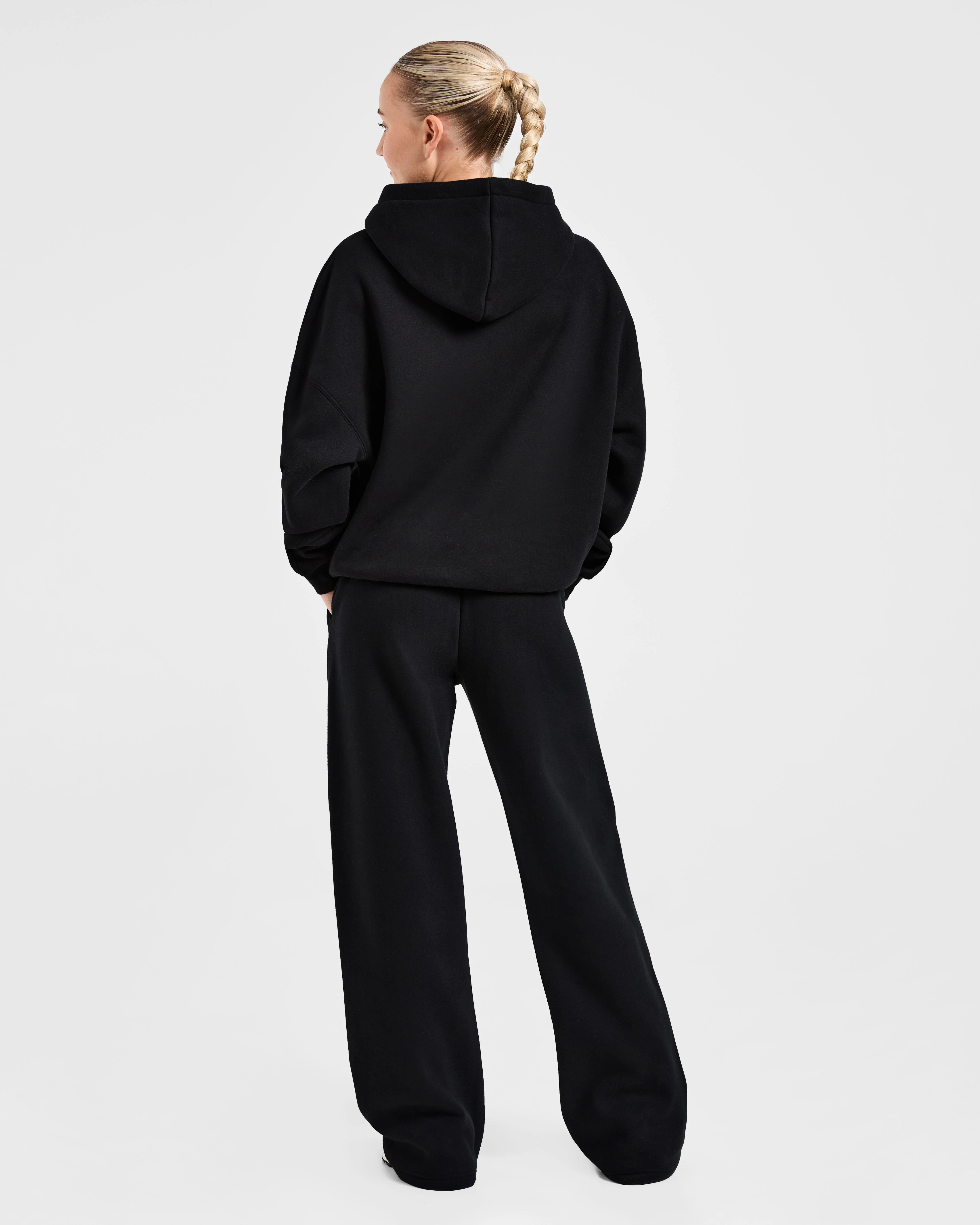 Classic Plush Oversized Straight Leg Joggers - Black - Image 4