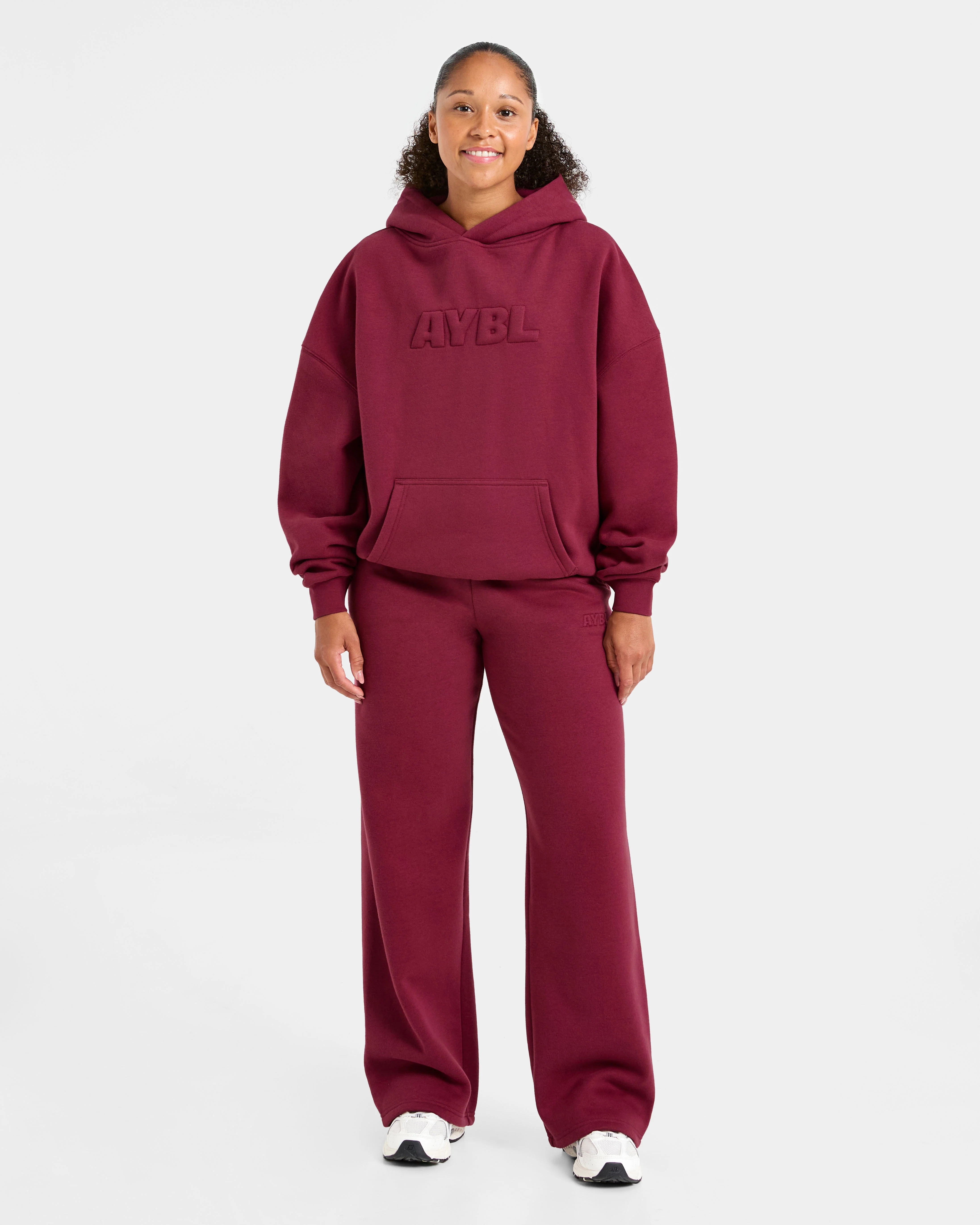 Classic Plush Oversized Straight Leg Joggers - Muted Raspberry - Image 3