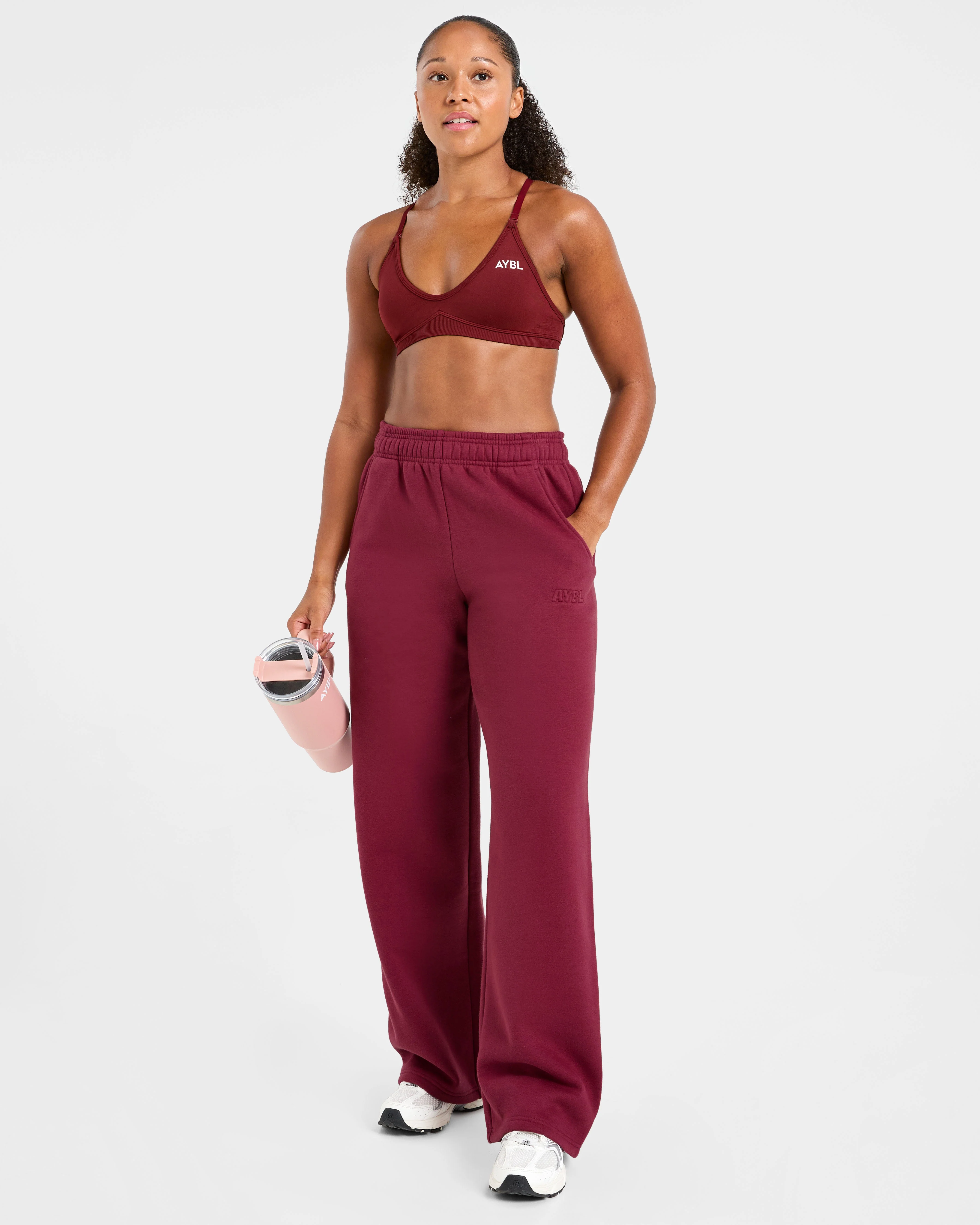 Classic Plush Oversized Straight Leg Joggers - Muted Raspberry - Image 8