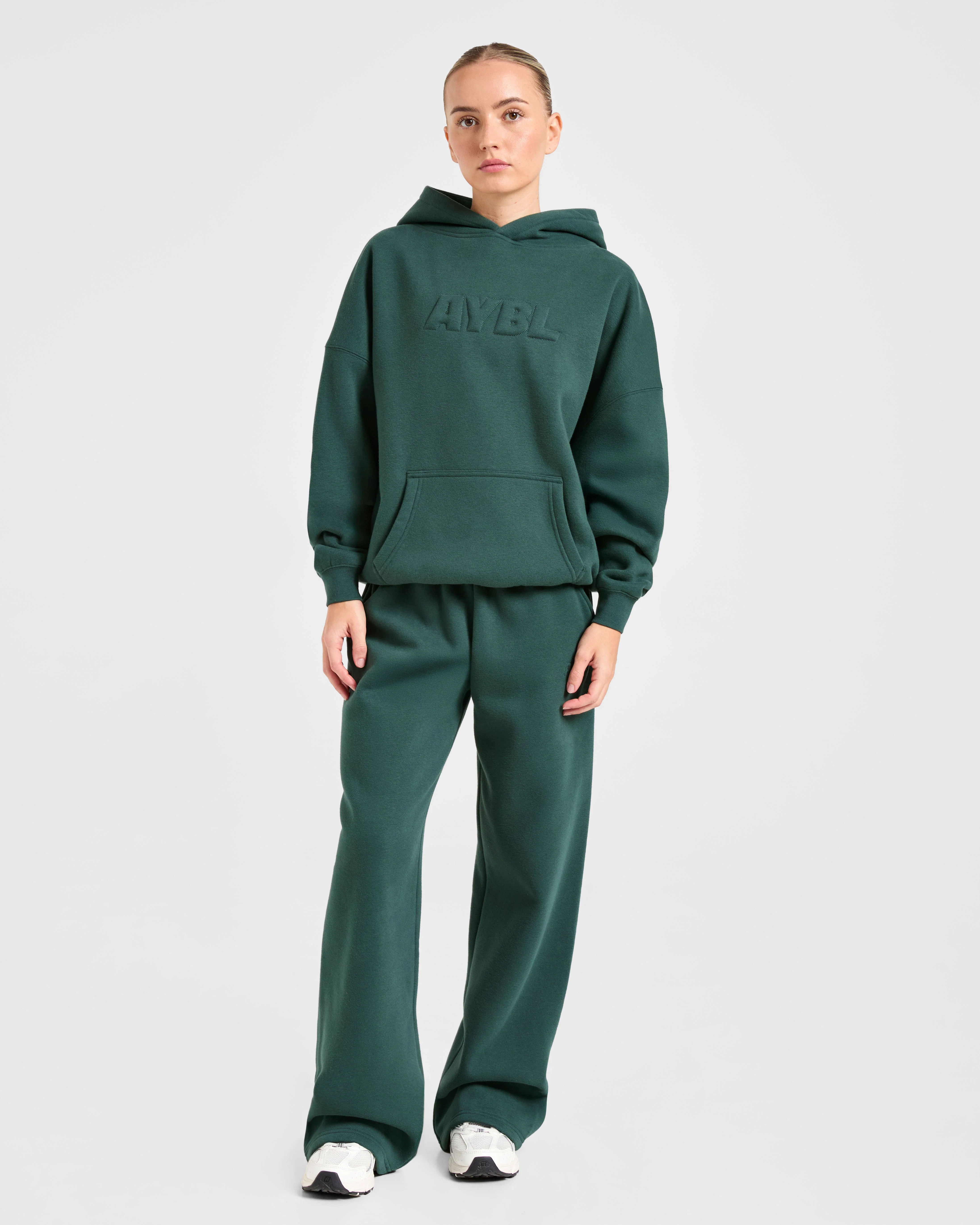 Classic Plush Oversized Straight Leg Joggers - Pine Green - Image 3