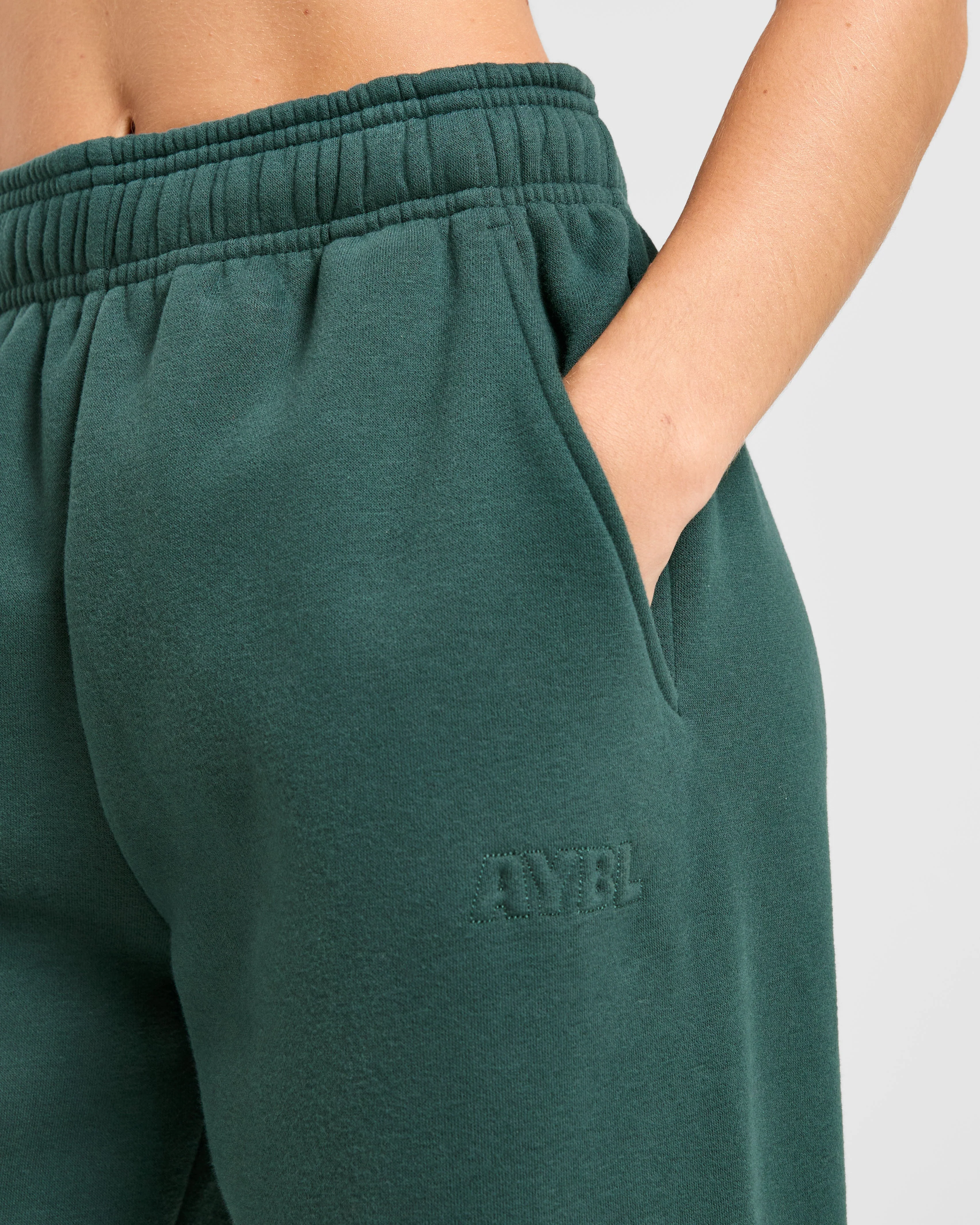 Classic Plush Oversized Straight Leg Joggers - Pine Green - Image 6