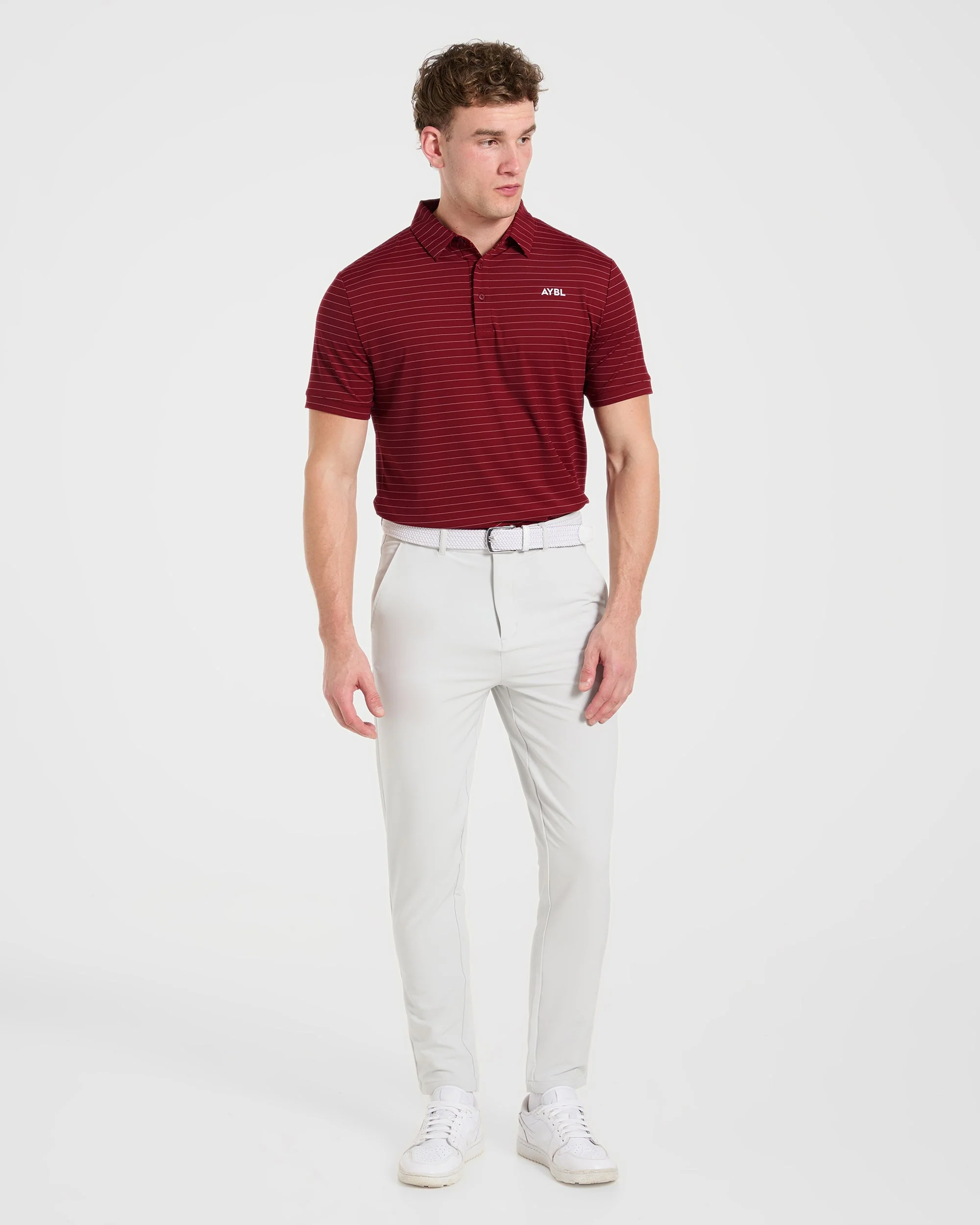 Classic Stripe Polo - Burgundy Red - Image 3
