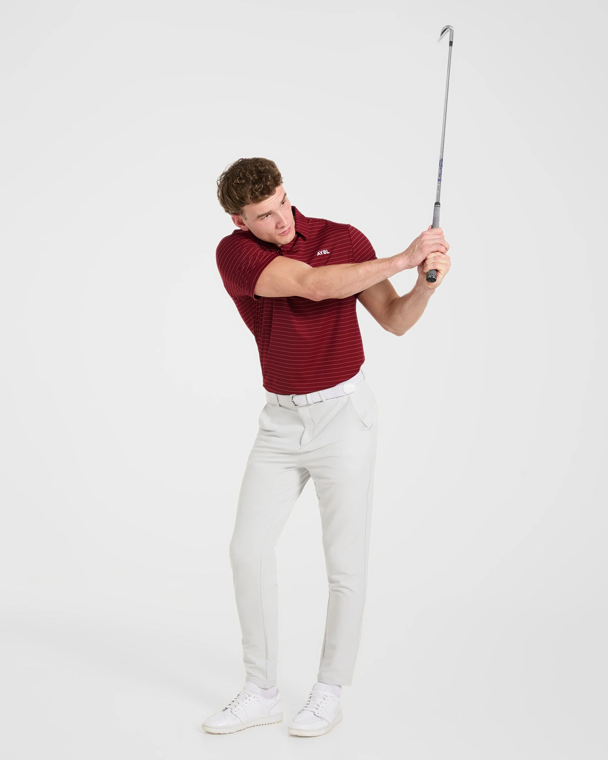 Classic Stripe Polo - Burgundy Red - Image 8