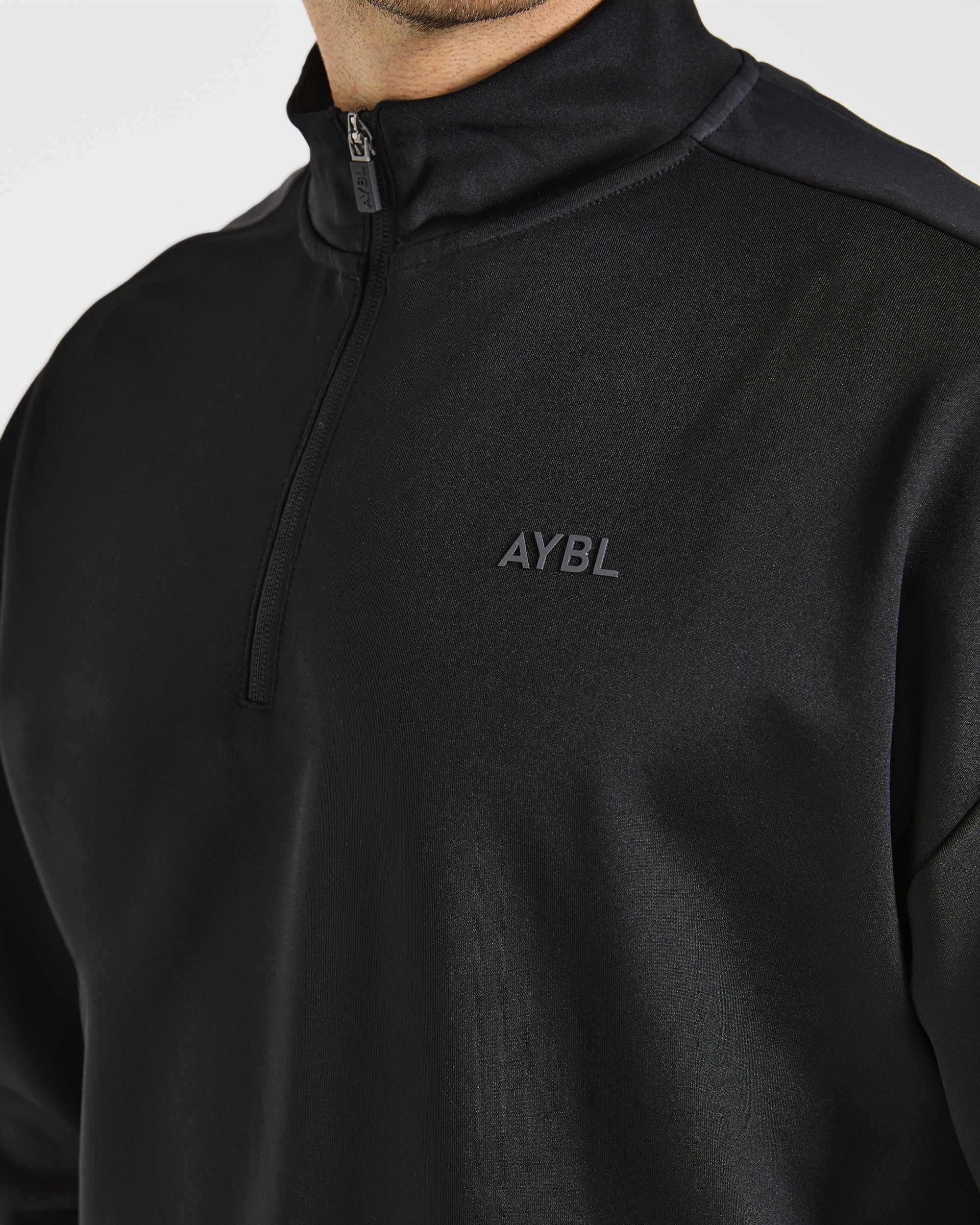Classic Track 1/4 Zip Pullover - Black/Charcoal - Image 5