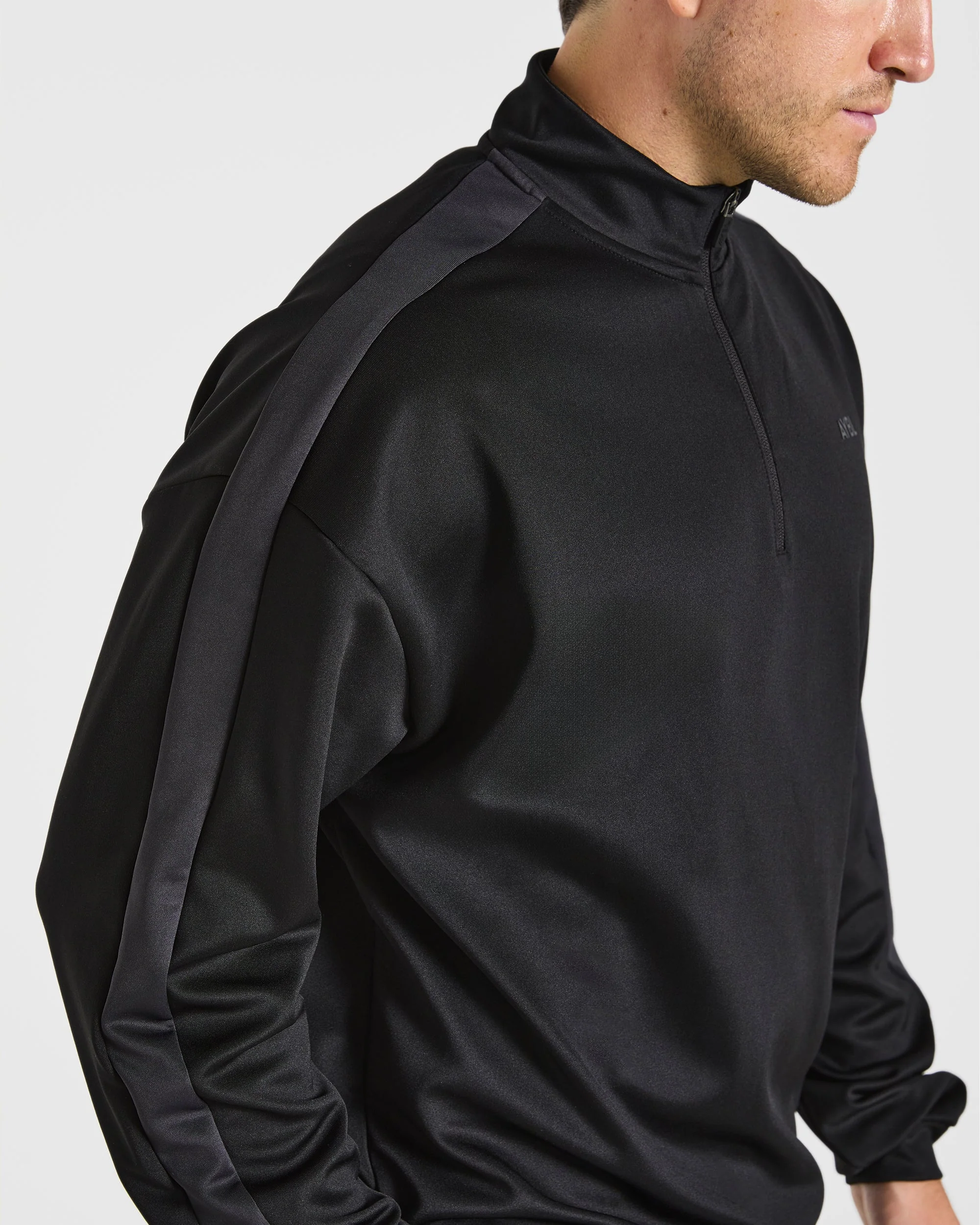 Classic Track 1/4 Zip Pullover - Black/Charcoal - Image 6