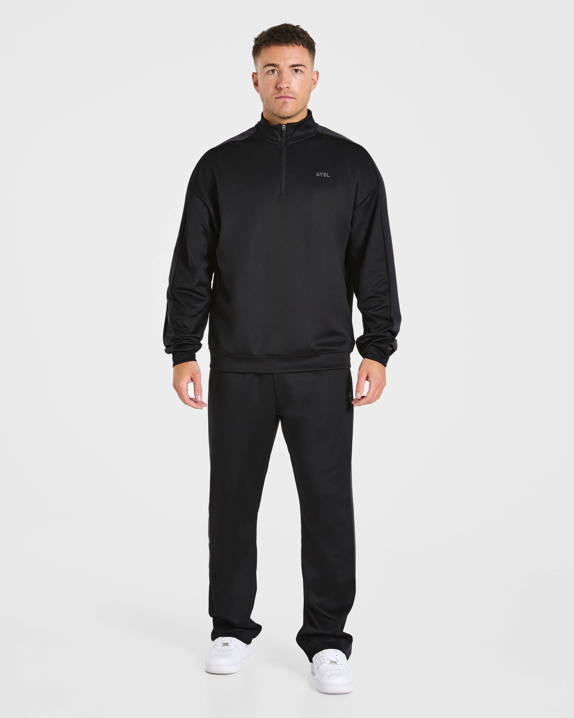 Classic Track Straight Leg Joggers - Black/Charcoal - Image 3