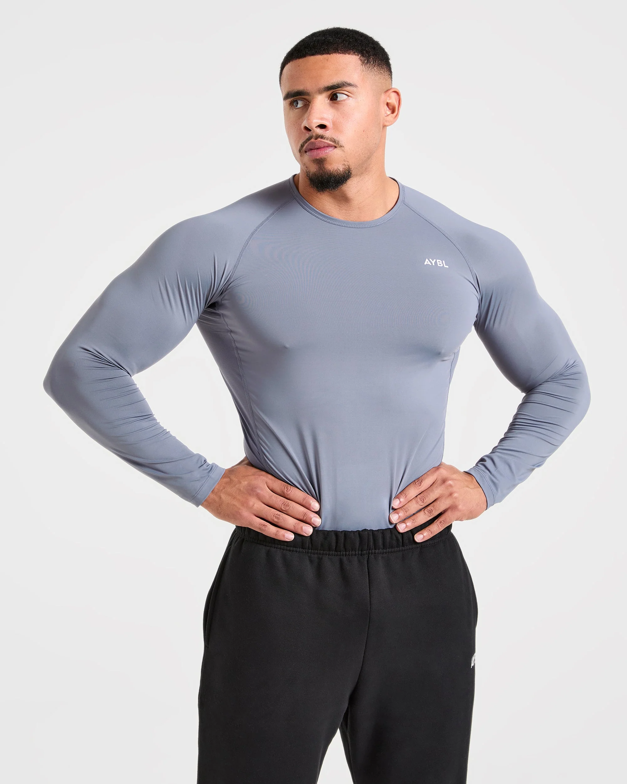 Compression Long Sleeve T Shirt- Slate Grey - Image 8