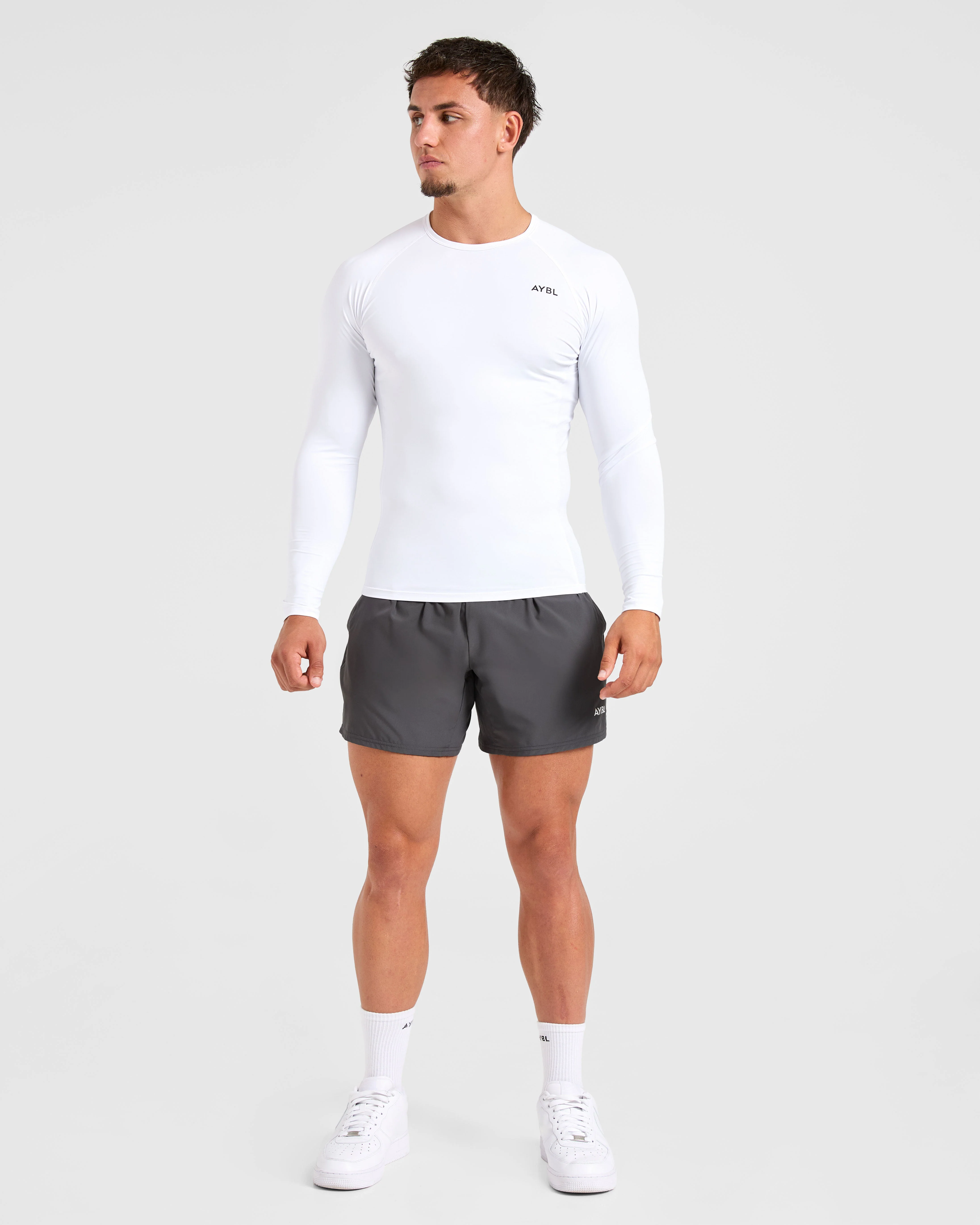 Compression Long Sleeve T Shirt - White - Image 3