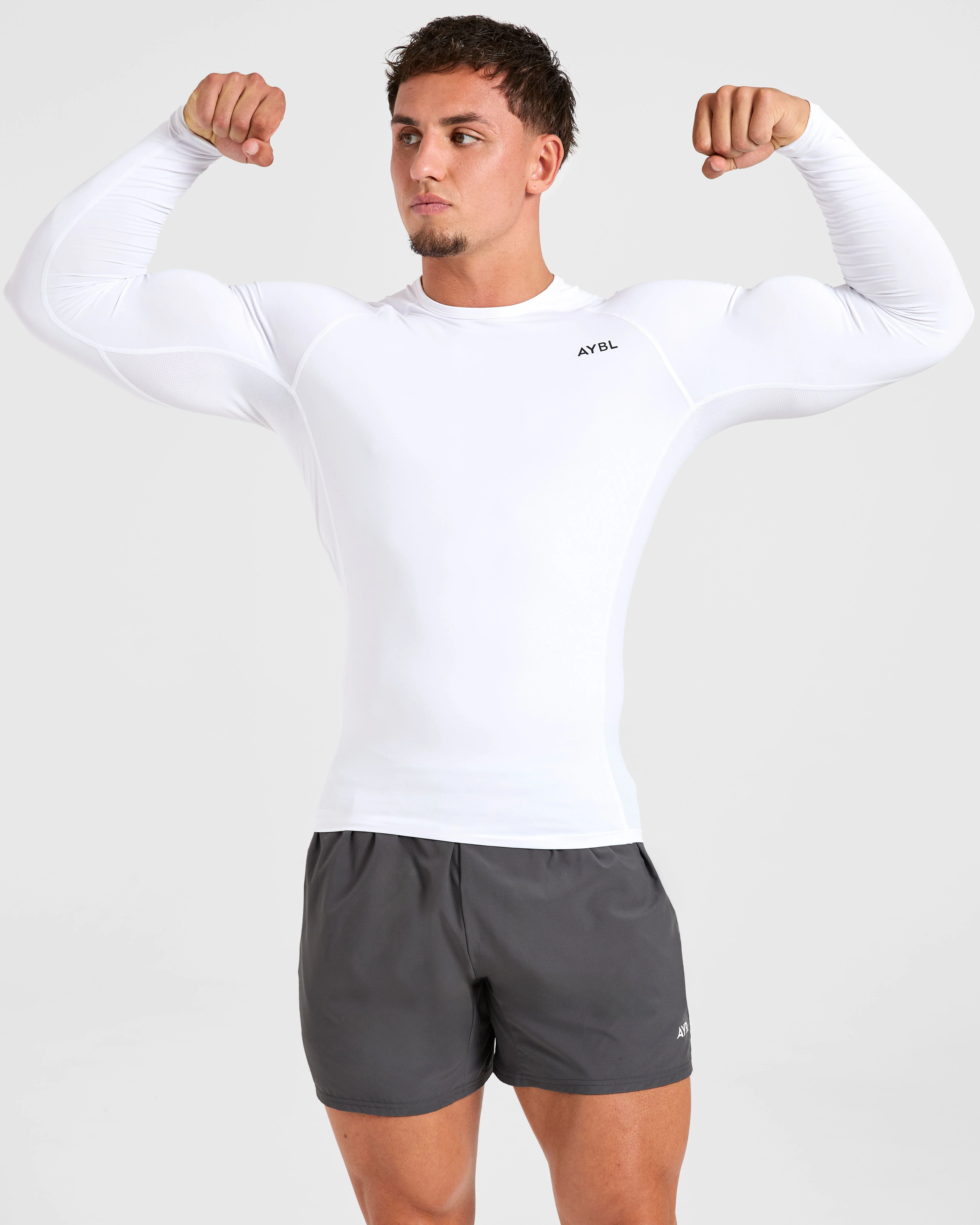 Compression Long Sleeve T Shirt - White - Image 7