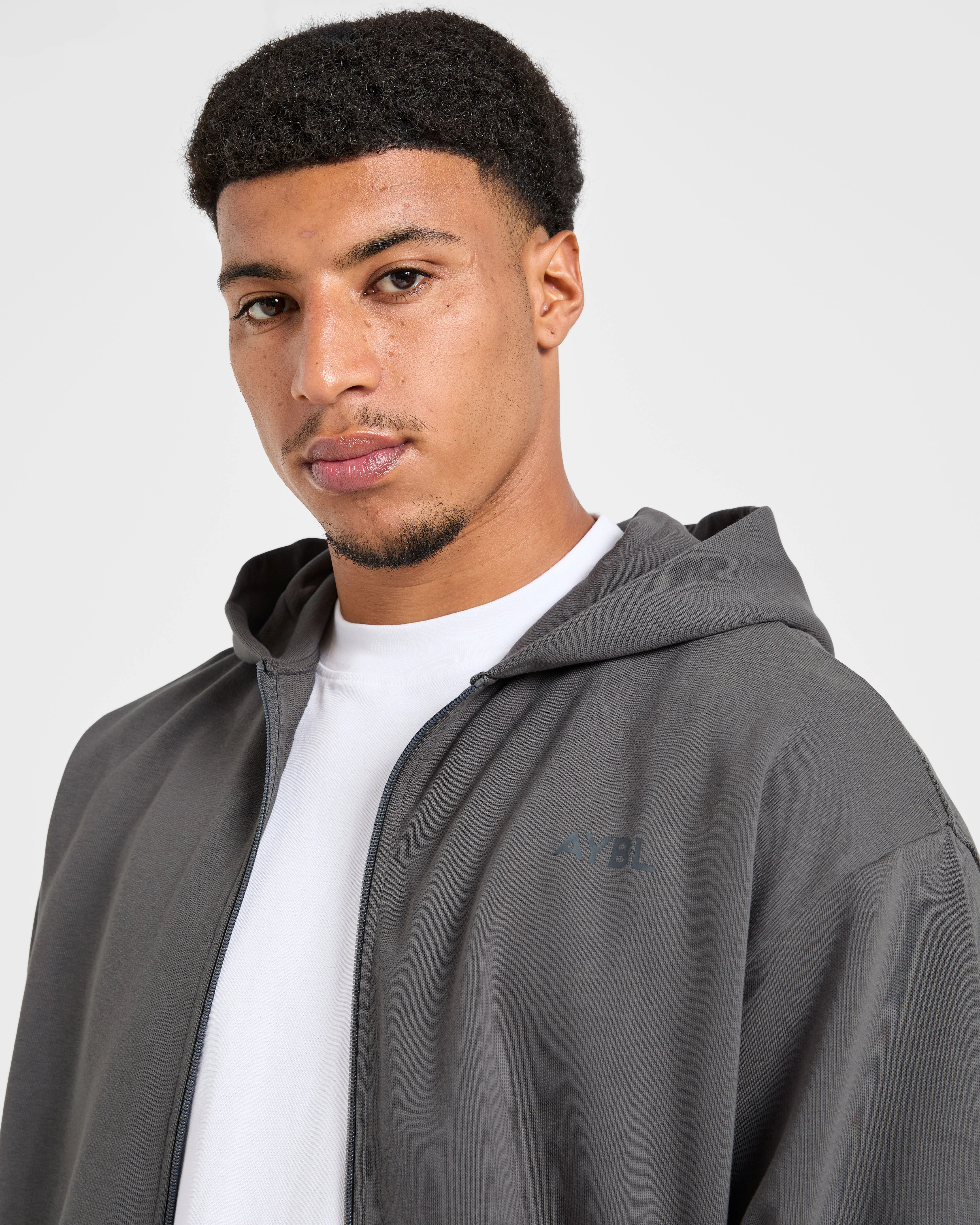 Craft Oversized Zip Up Hoodie - Charcoal - Image 7