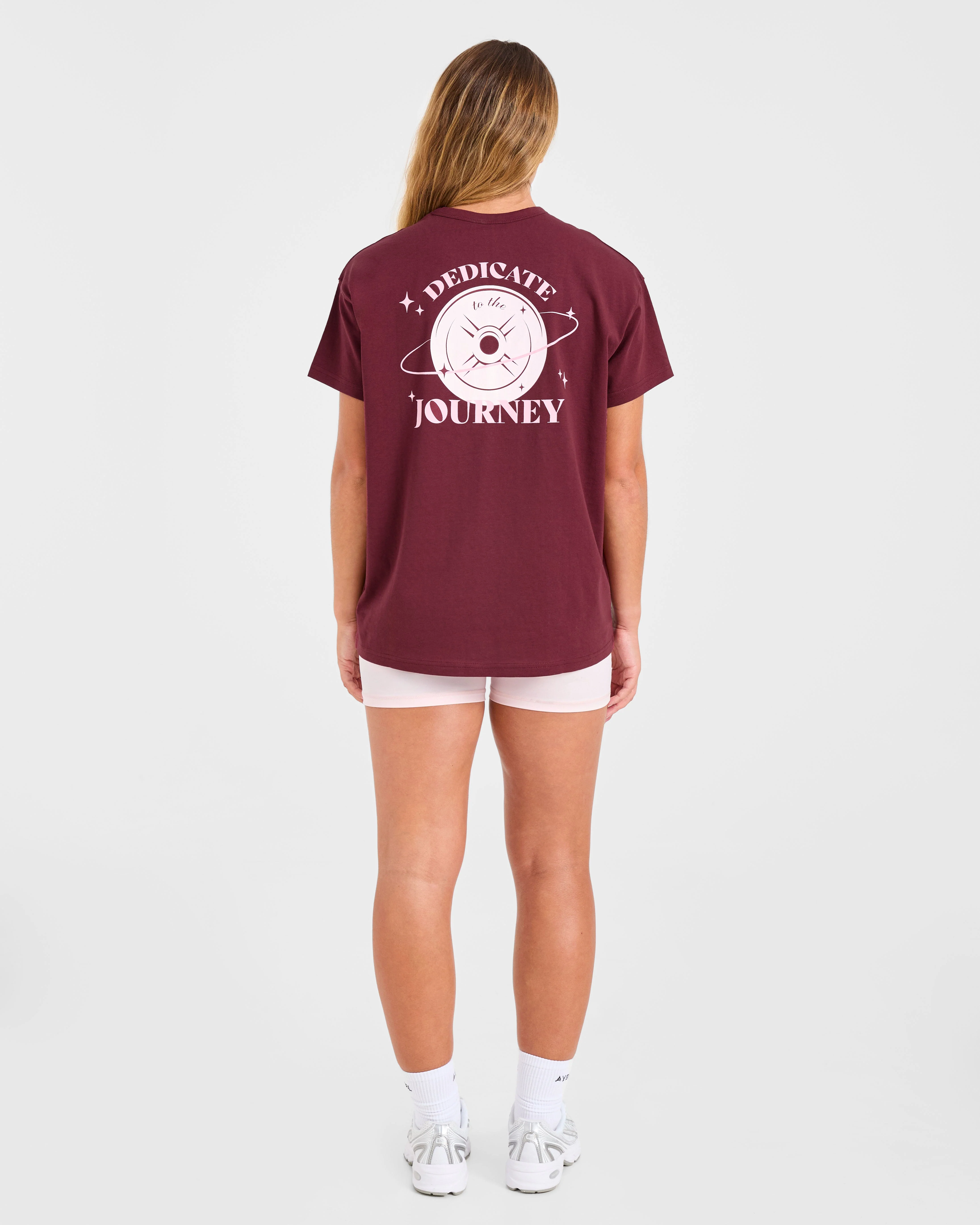 Dedicate To The Journey Oversized T Shirt - Burgundy - Image 4