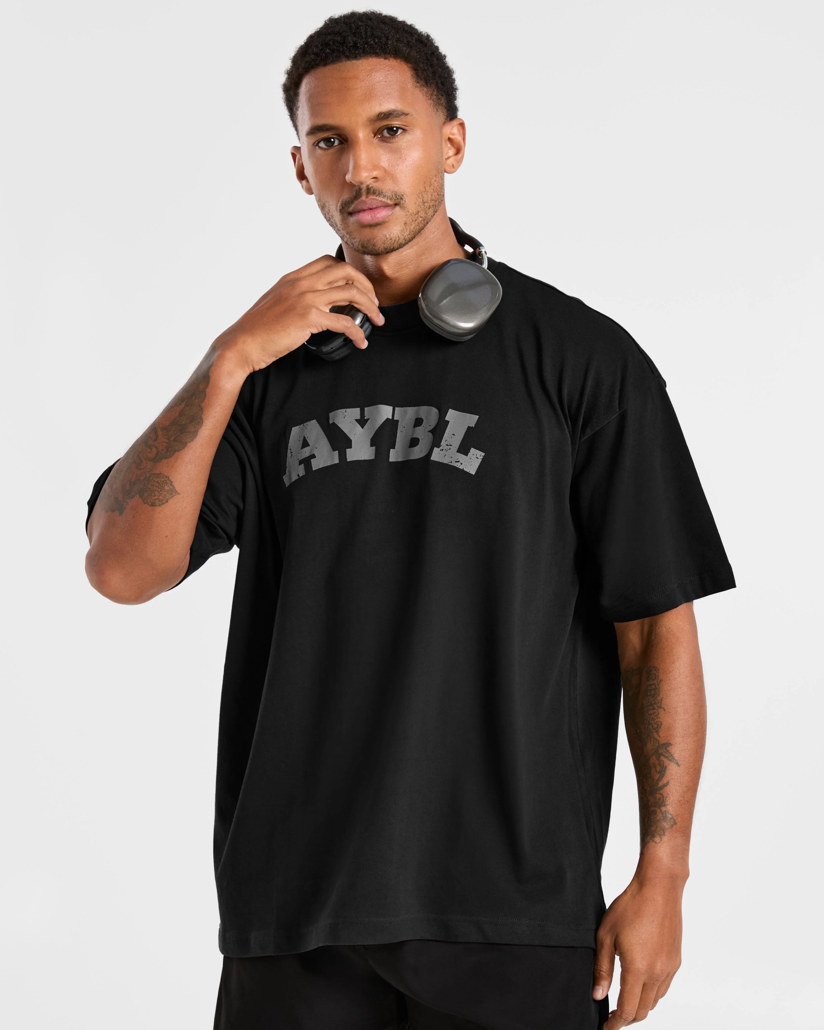 Elite Oversized T Shirt- Black/Charcoal - Image 7