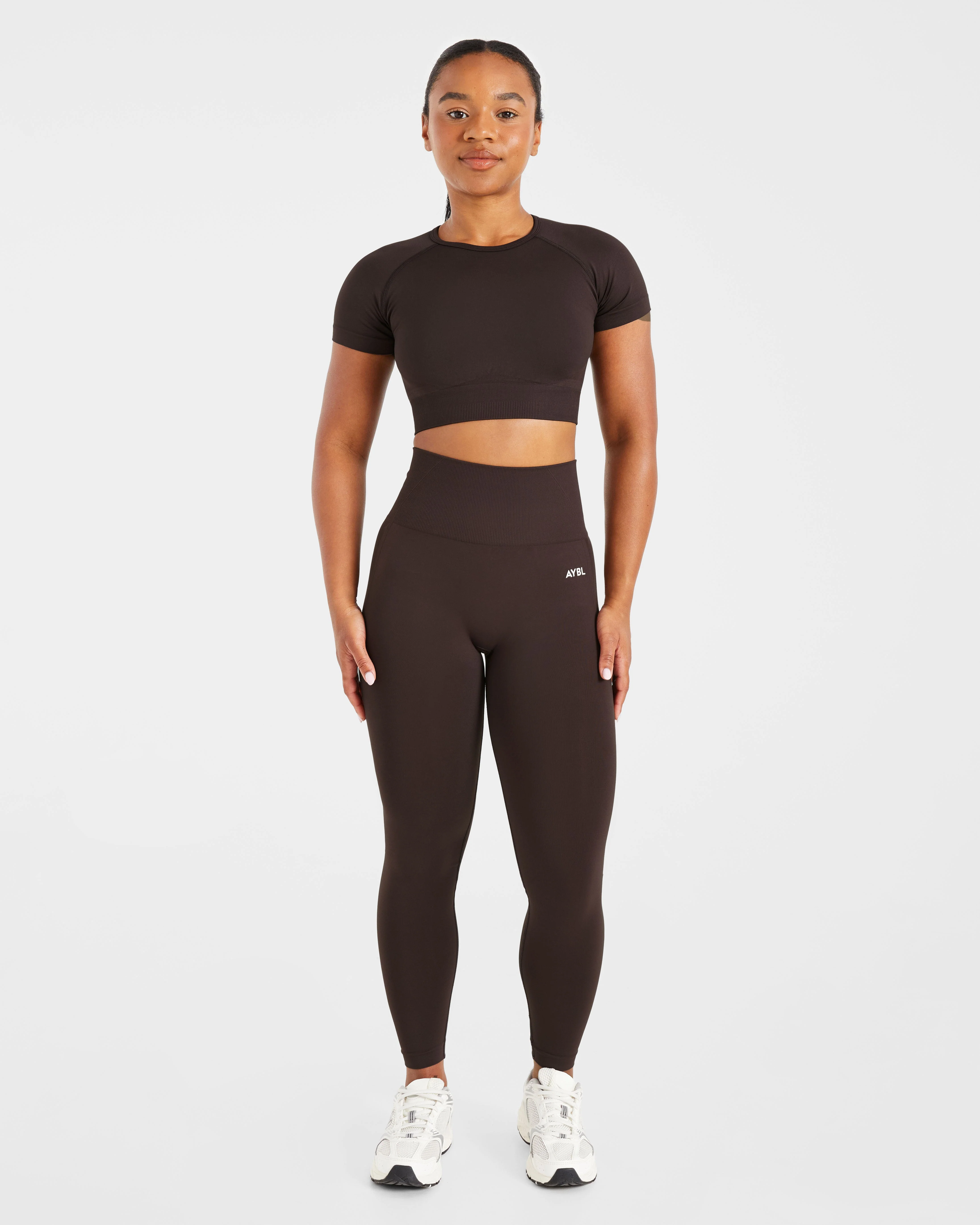 Empower Seamless Crop Top - Cocoa Brown - Image 3