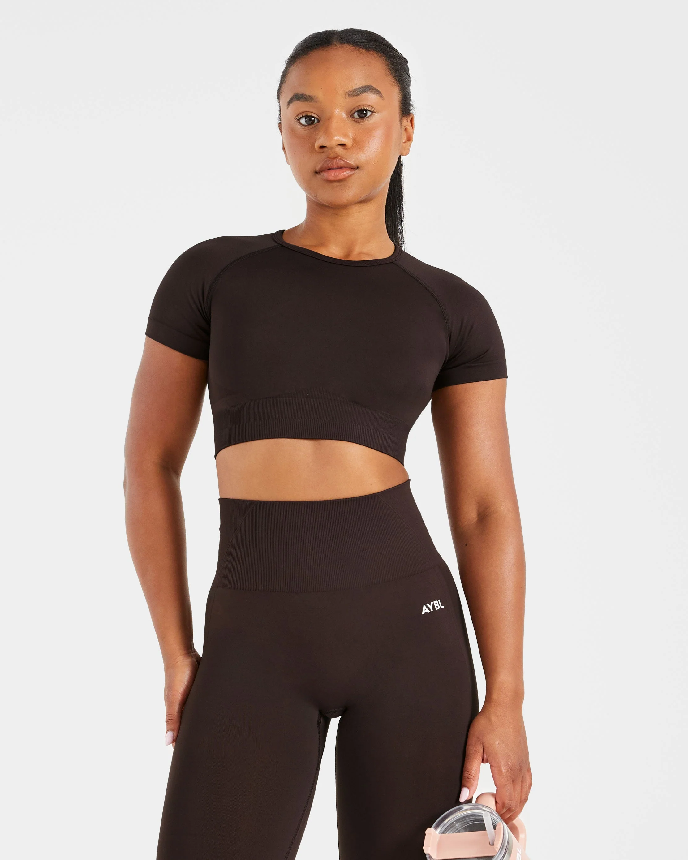 Empower Seamless Crop Top - Cocoa Brown - Image 8