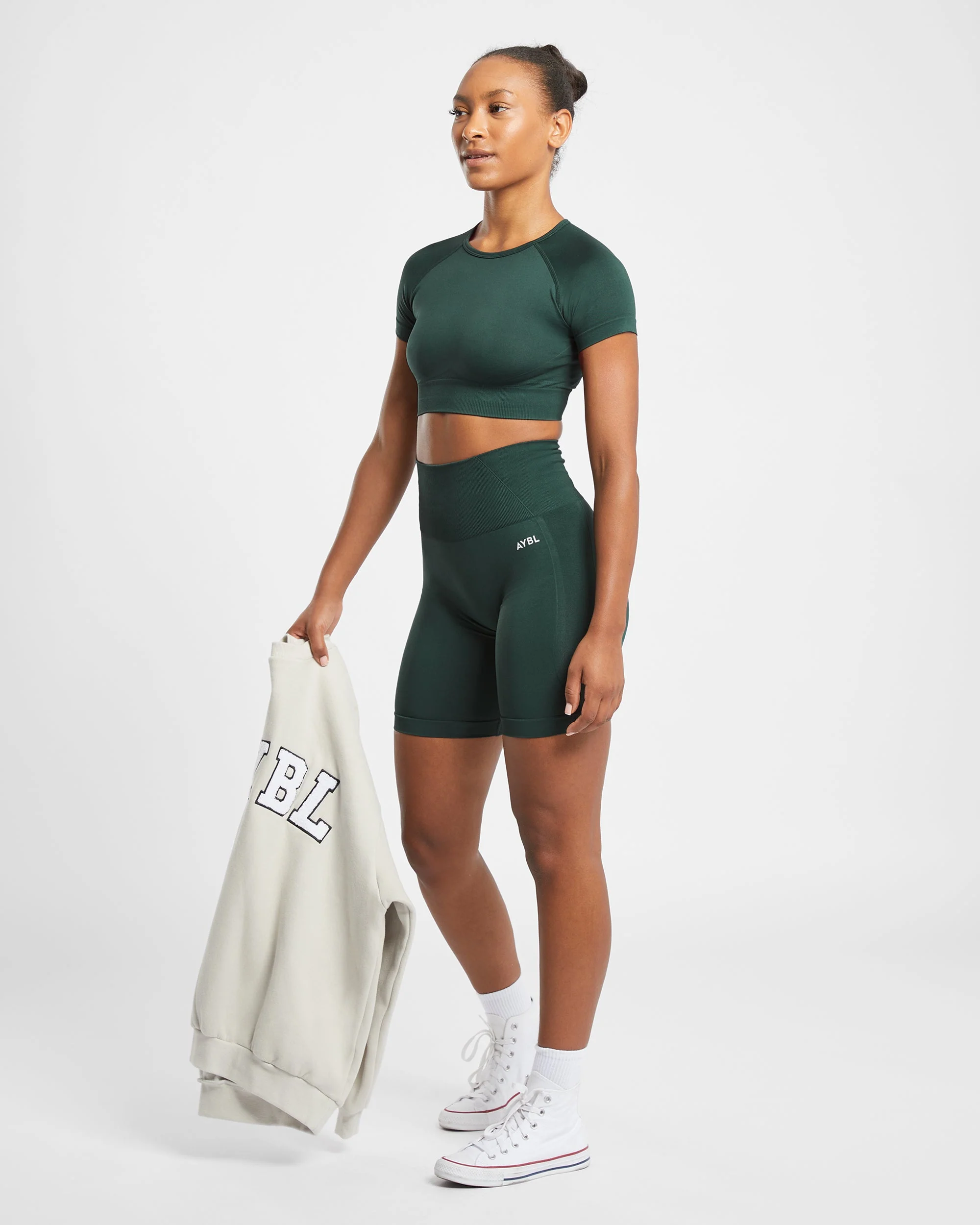 Empower Seamless Crop Top - Dark Green - Image 8