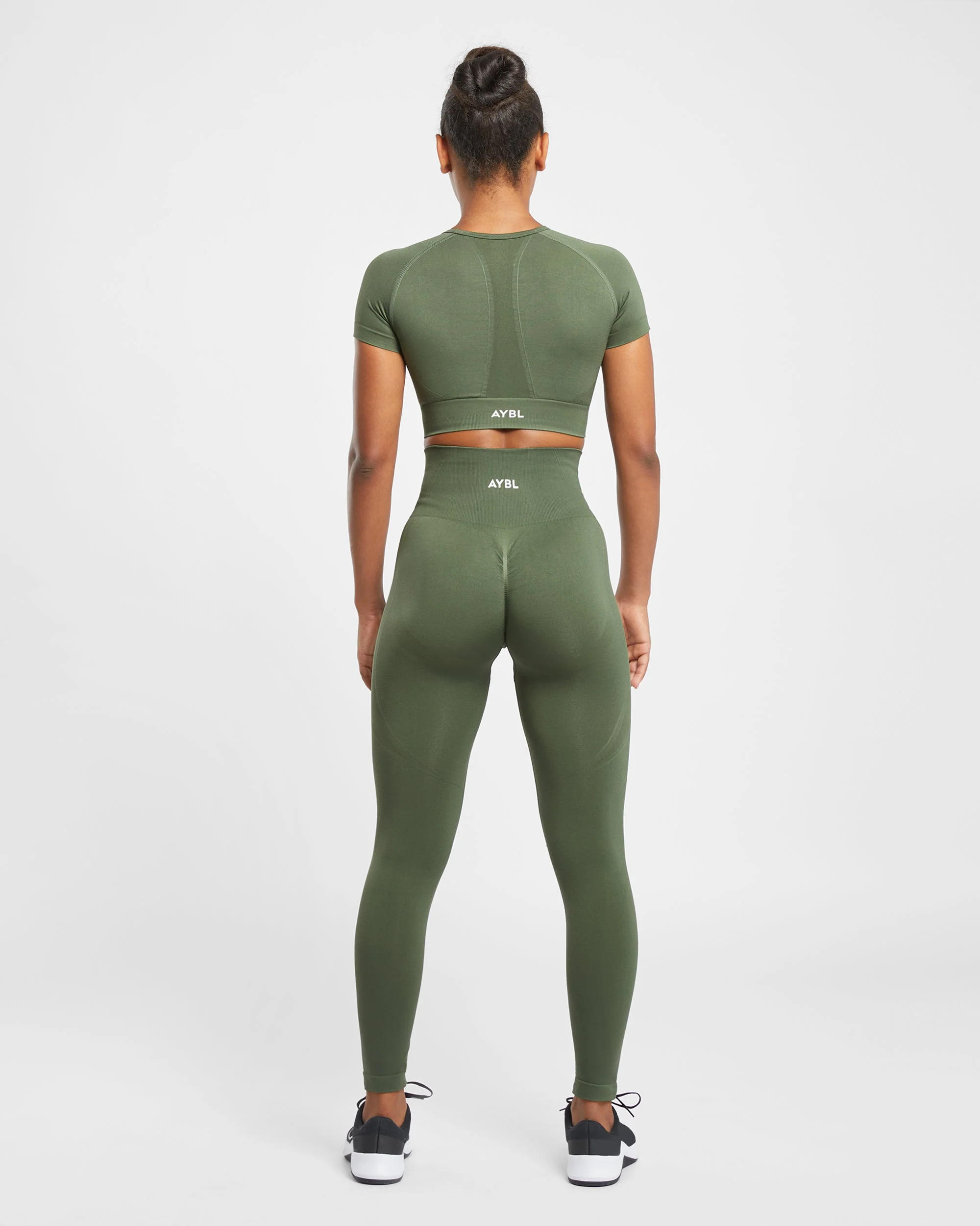 Empower Seamless Crop Top - Khaki Green - Image 4