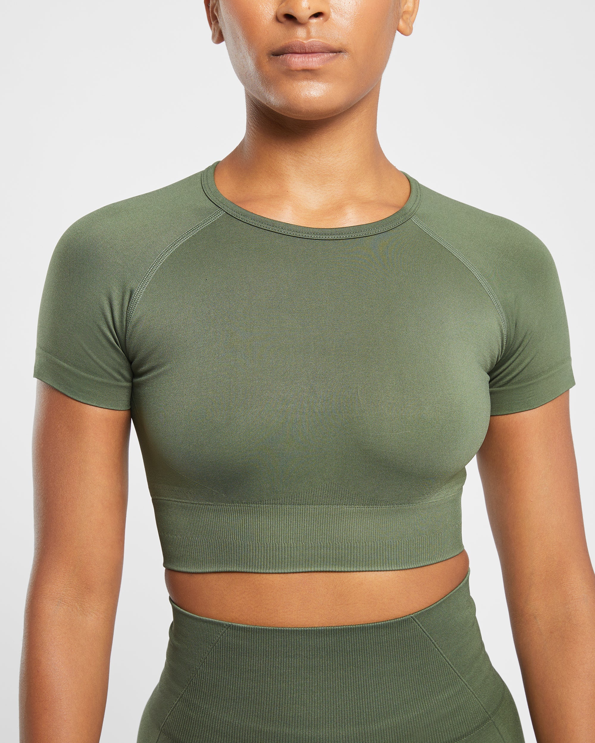 Empower Seamless Crop Top - Khaki Green - Image 5
