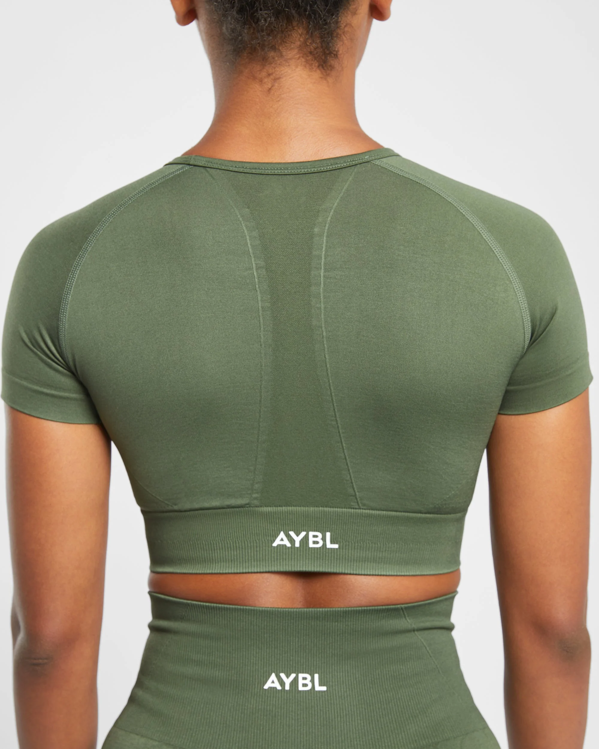 Empower Seamless Crop Top - Khaki Green - Image 6