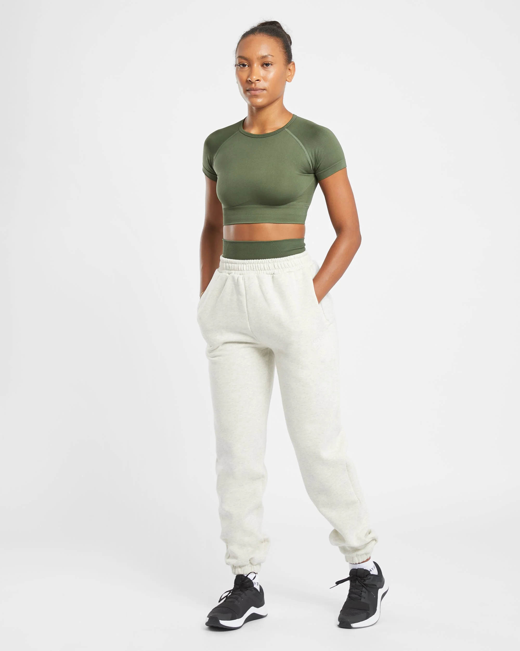 Empower Seamless Crop Top - Khaki Green - Image 8