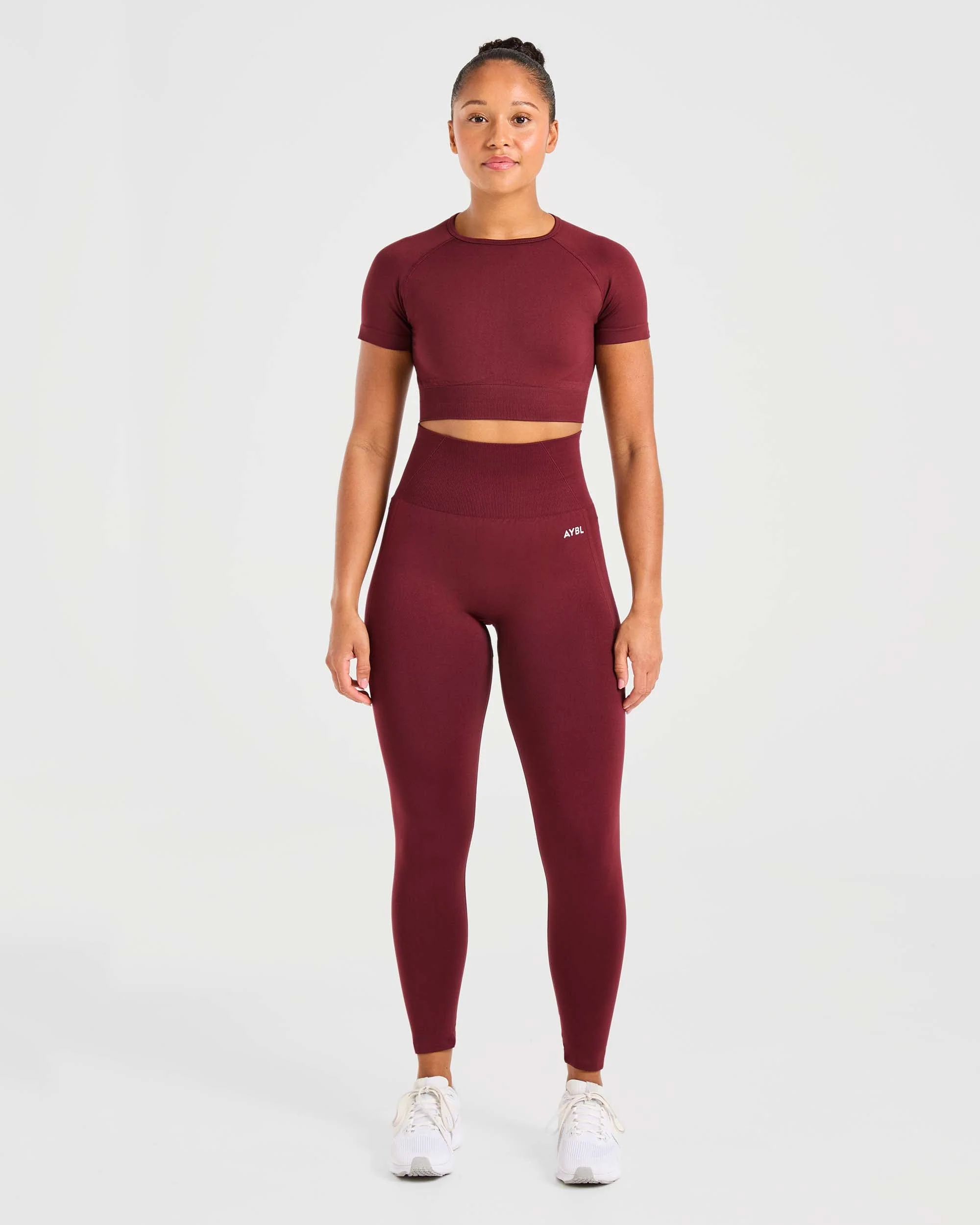 Empower Seamless Crop Top - Red Wine - Image 3