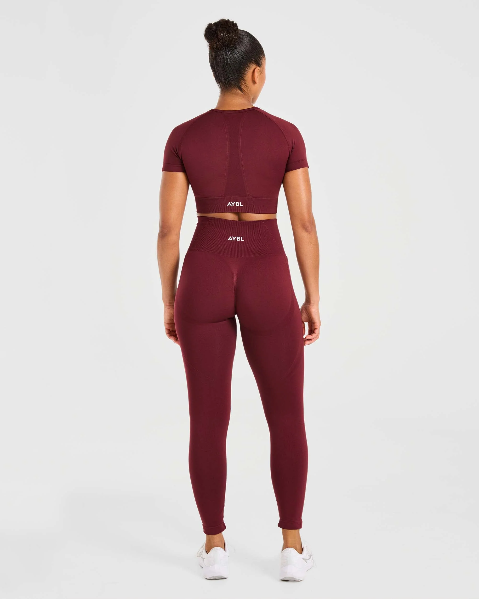 Empower Seamless Crop Top - Red Wine - Image 4