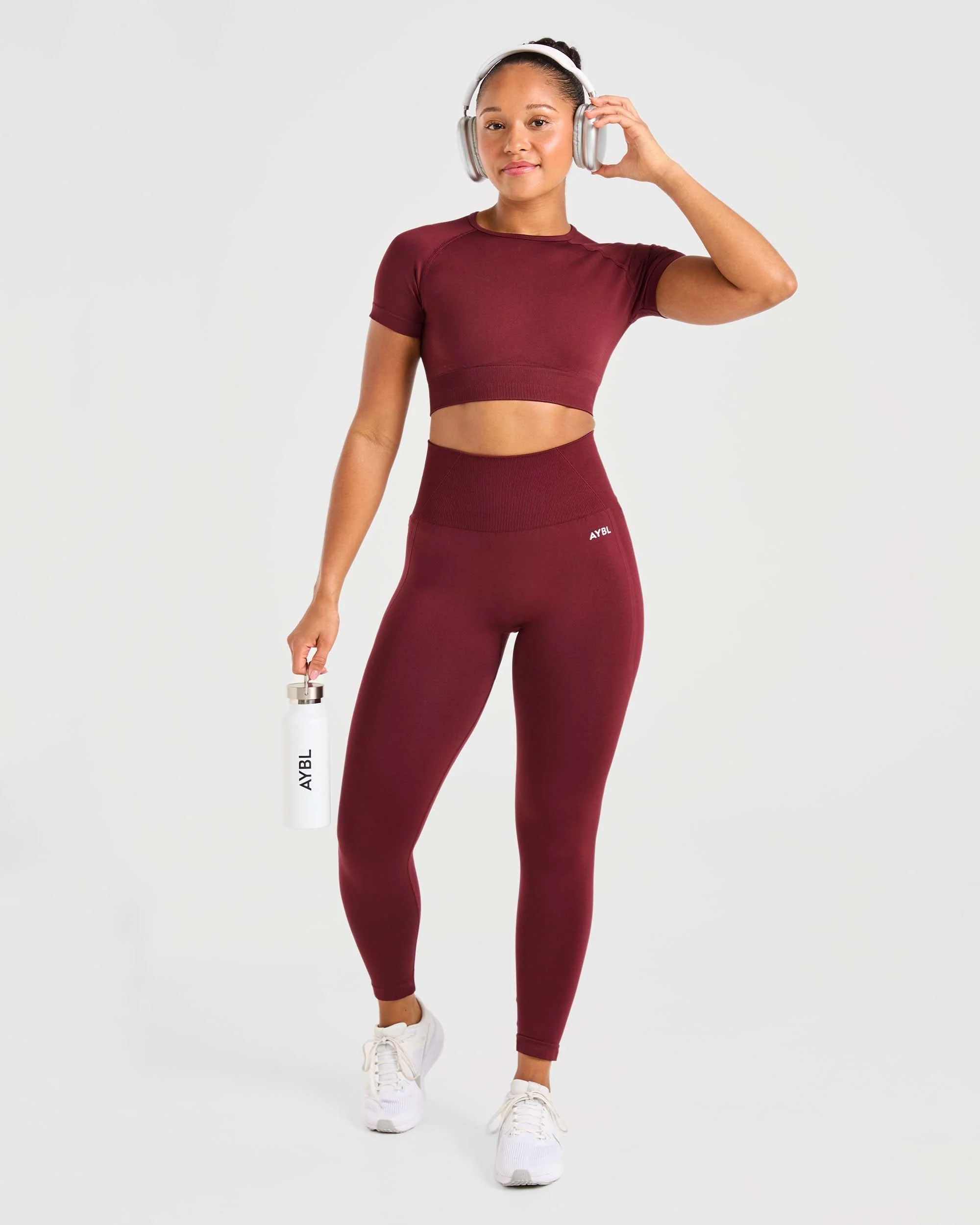 Empower Seamless Crop Top - Red Wine - Image 8