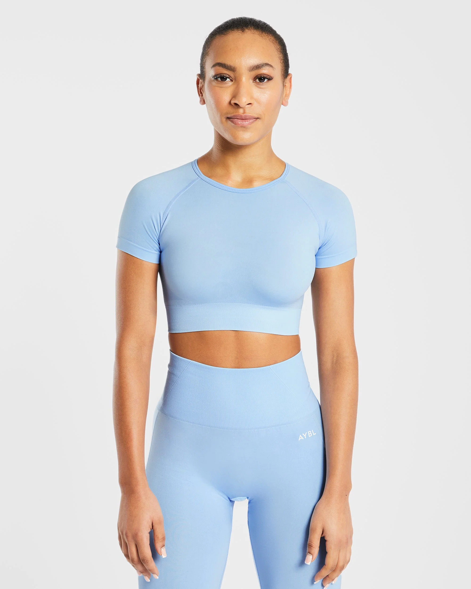 Empower Seamless Crop Top - Sky Blue - Image 9
