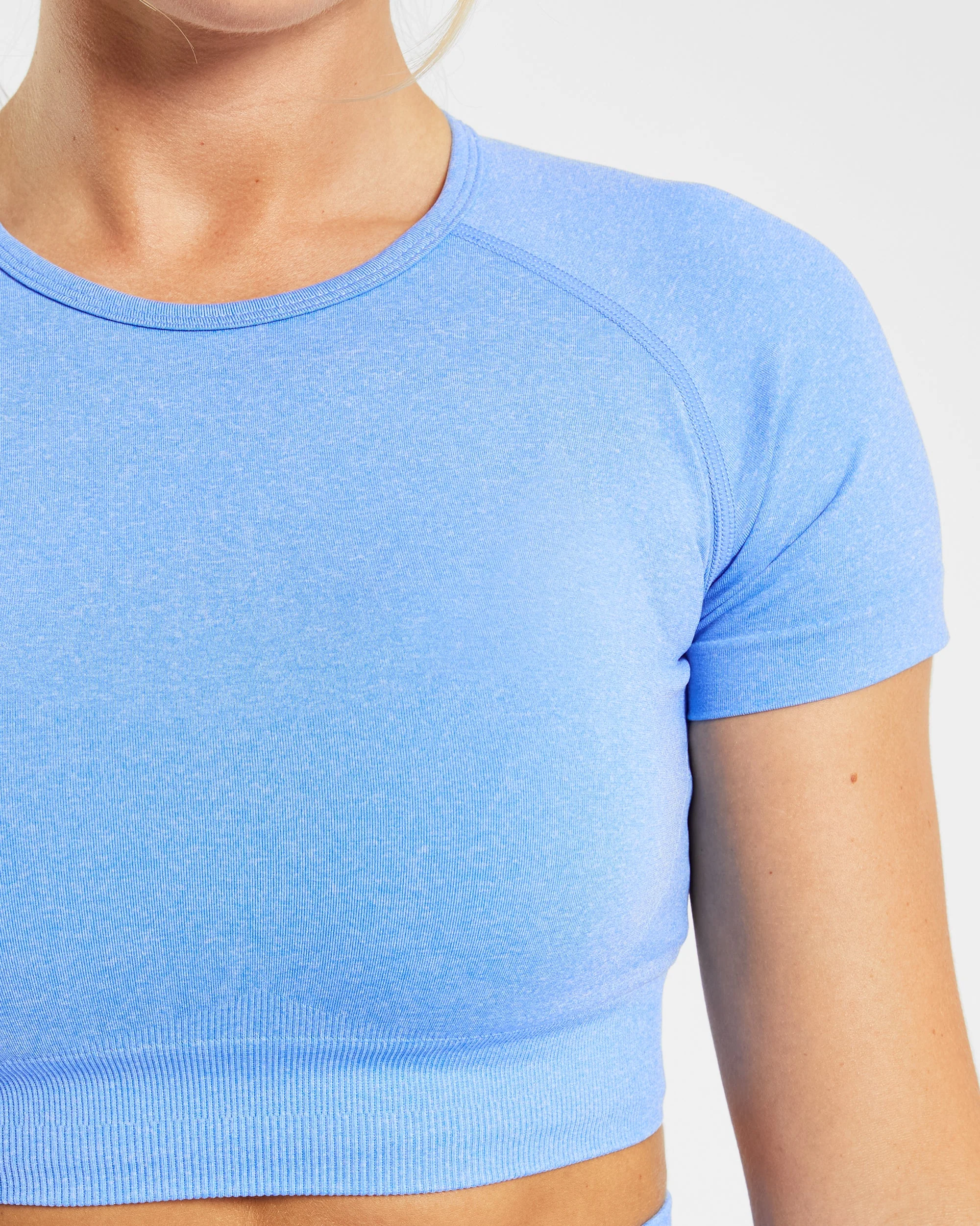 Empower Seamless Crop Top - Spring Blue Marl - Image 5