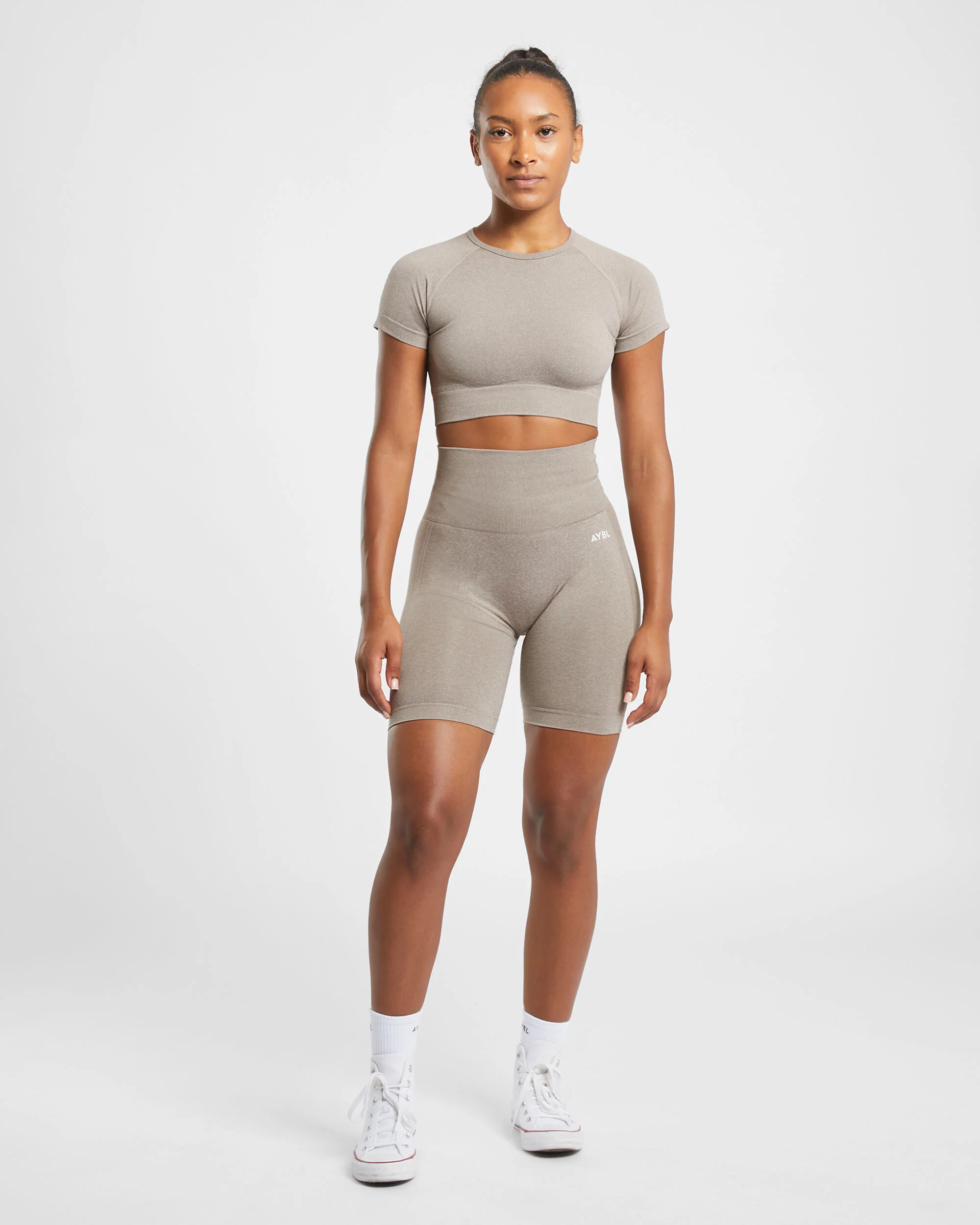 Empower Seamless Cycling Shorts - Taupe Marl - Image 4