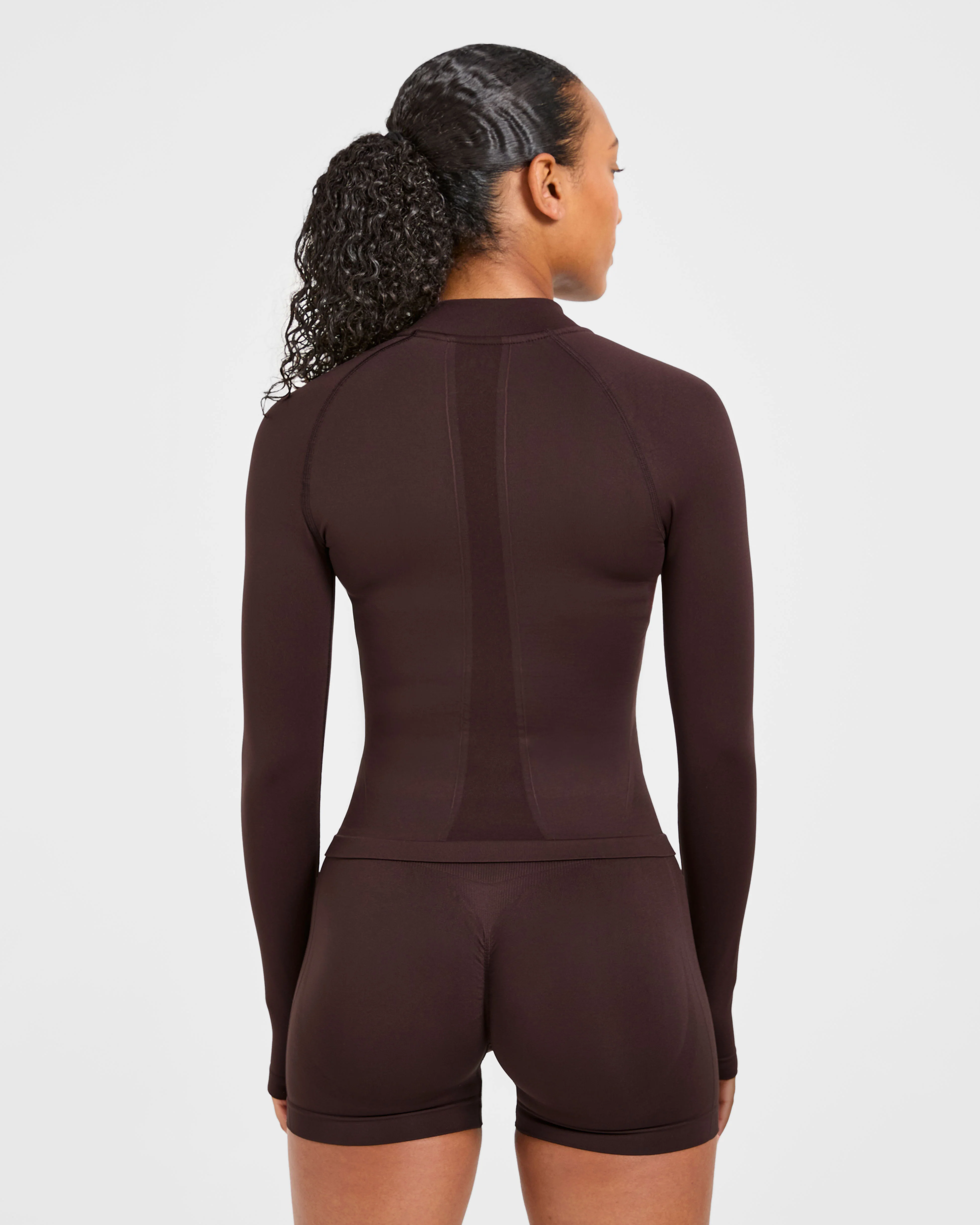 Empower Seamless Full Zip Jacket - Cocoa Brown - Image 2