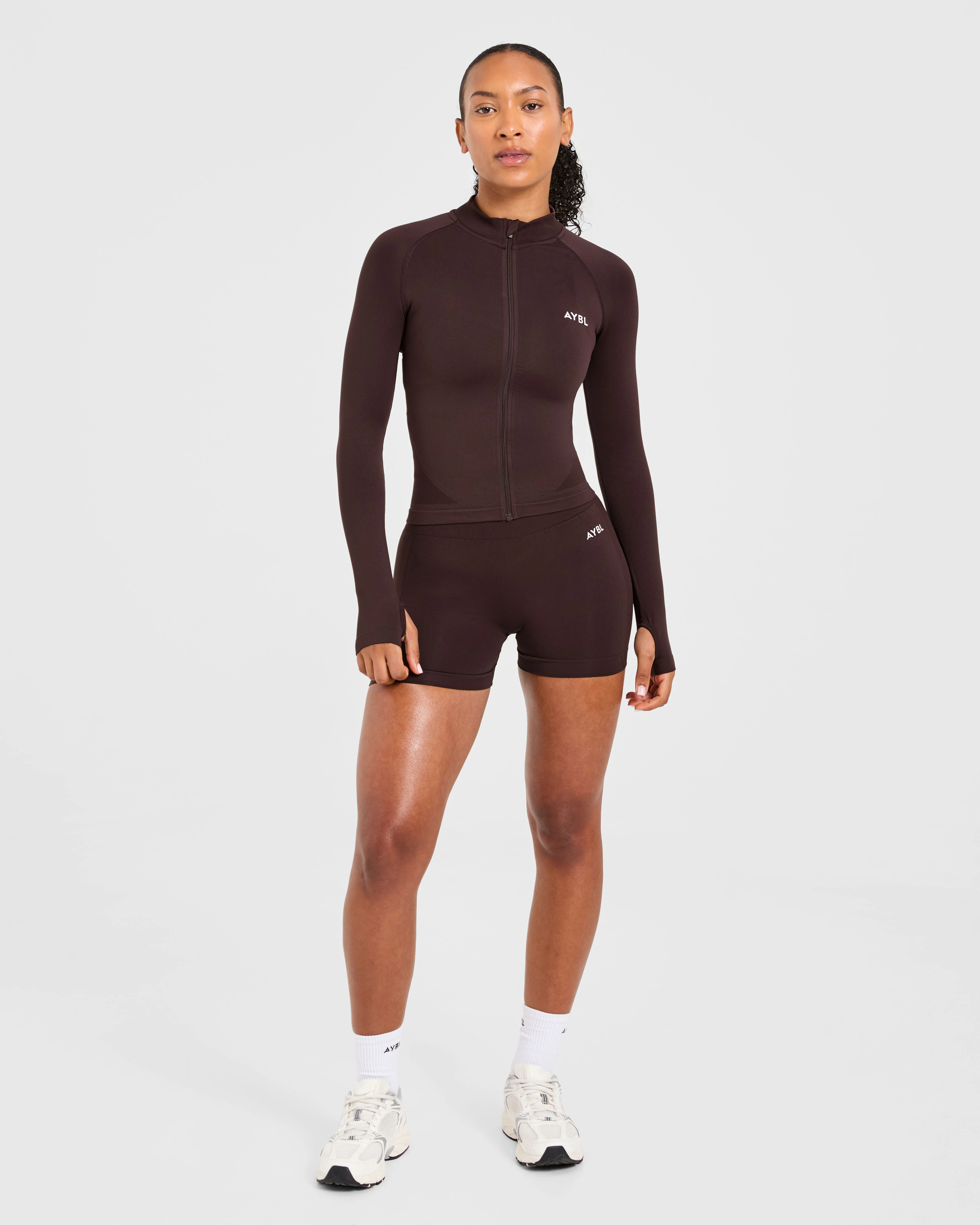 Empower Seamless Full Zip Jacket - Cocoa Brown - Image 3