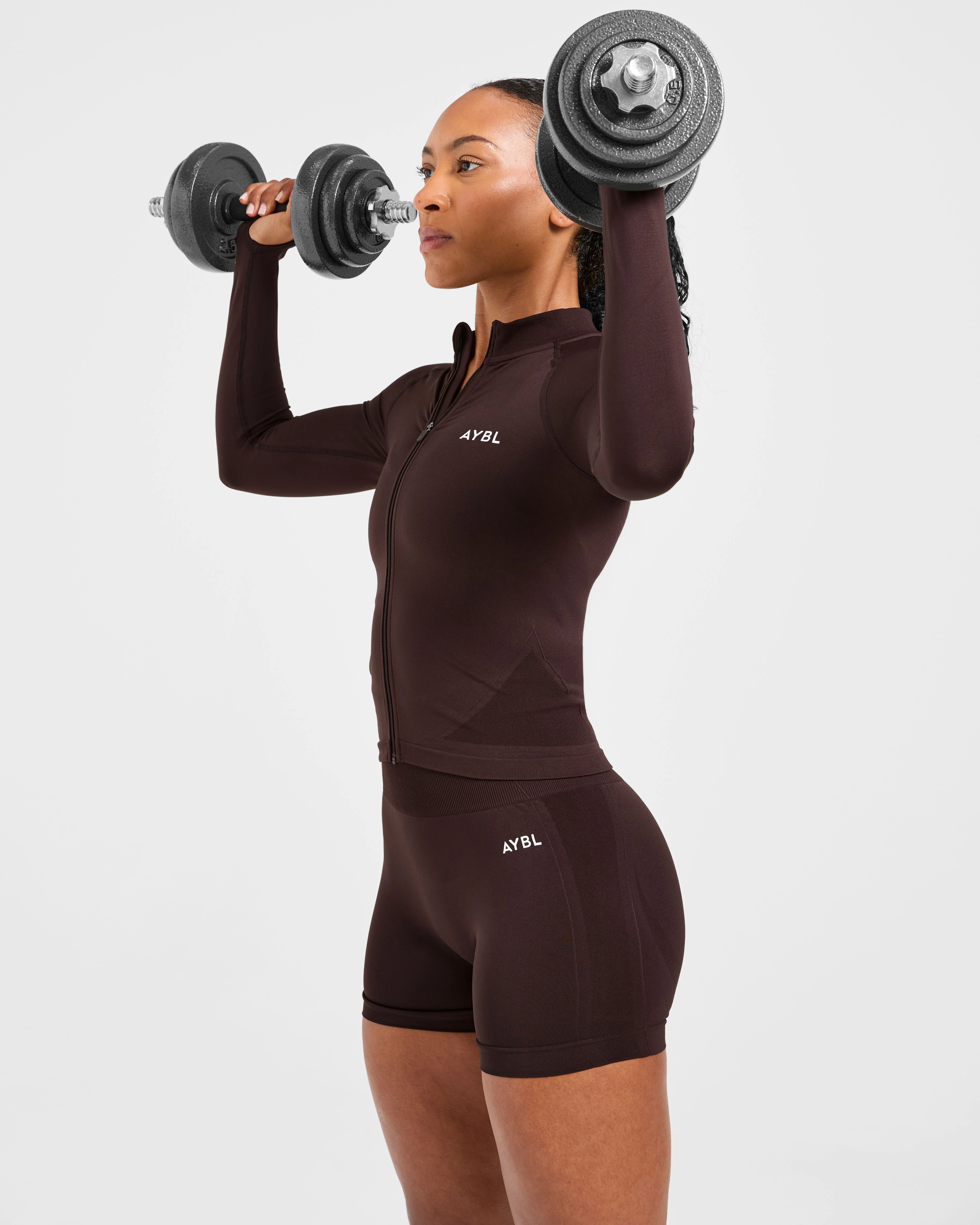 Empower Seamless Full Zip Jacket - Cocoa Brown - Image 7