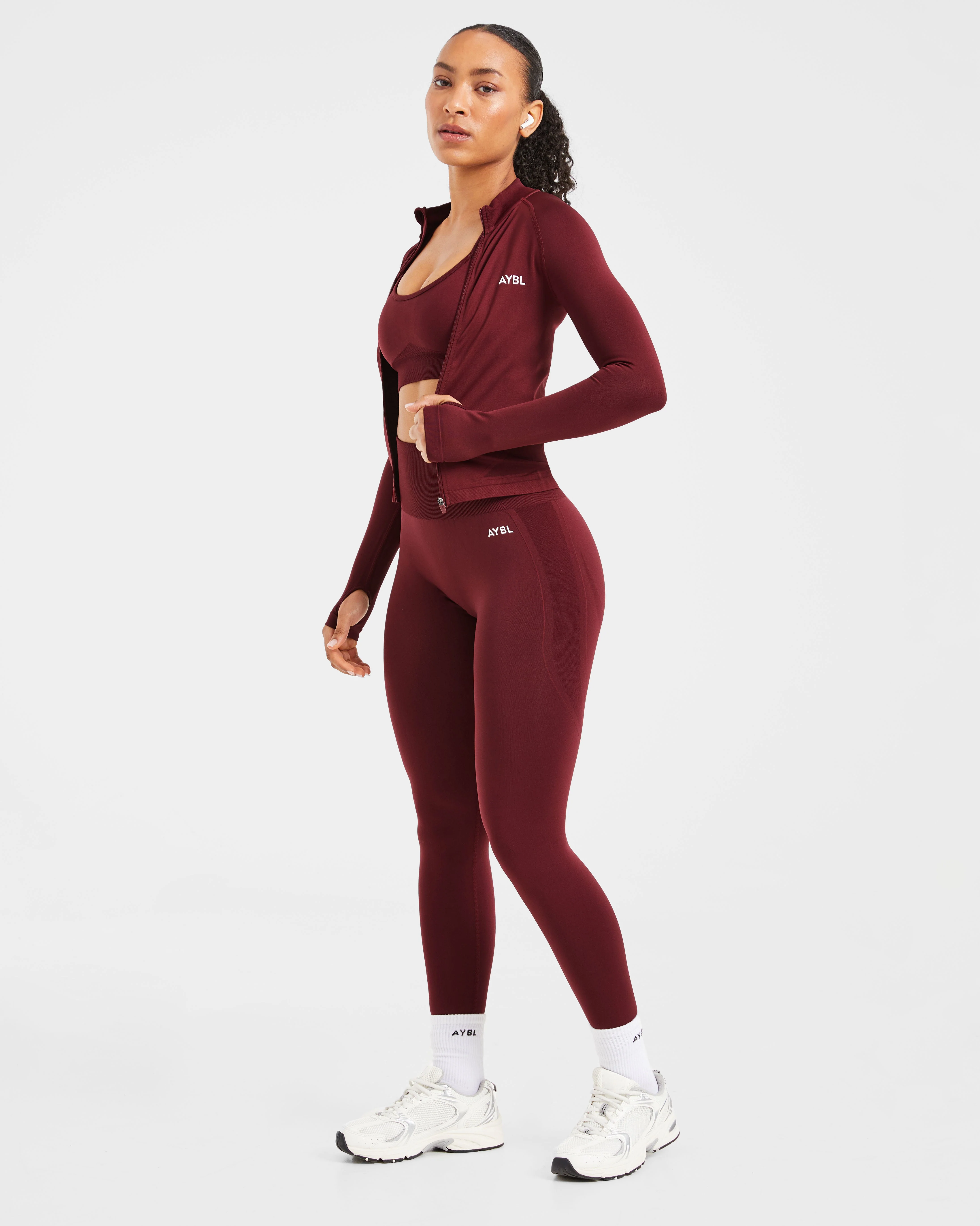 Empower Seamless Full Zip Jacket - Red Wine - Image 7