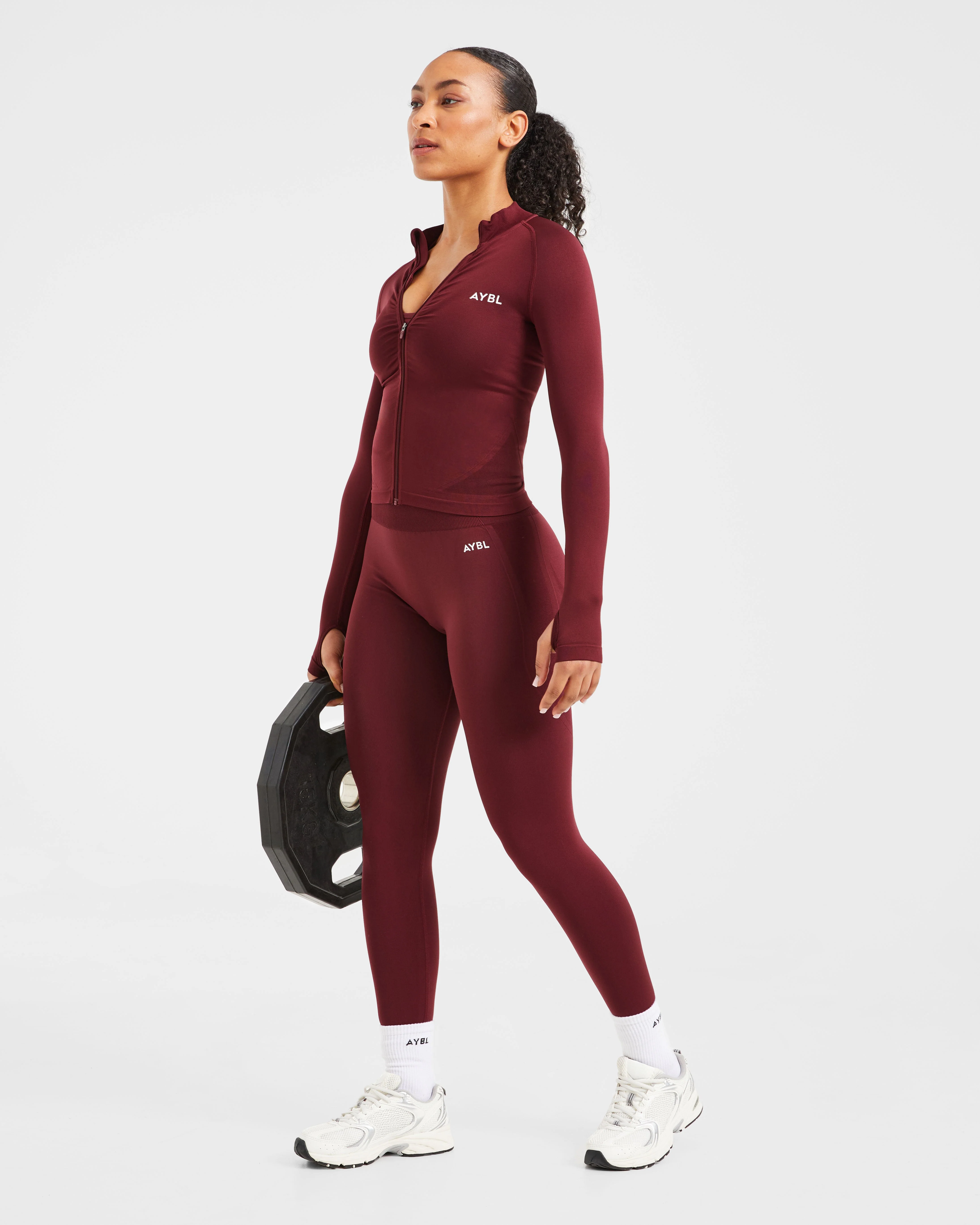 Empower Seamless Full Zip Jacket - Red Wine - Image 8
