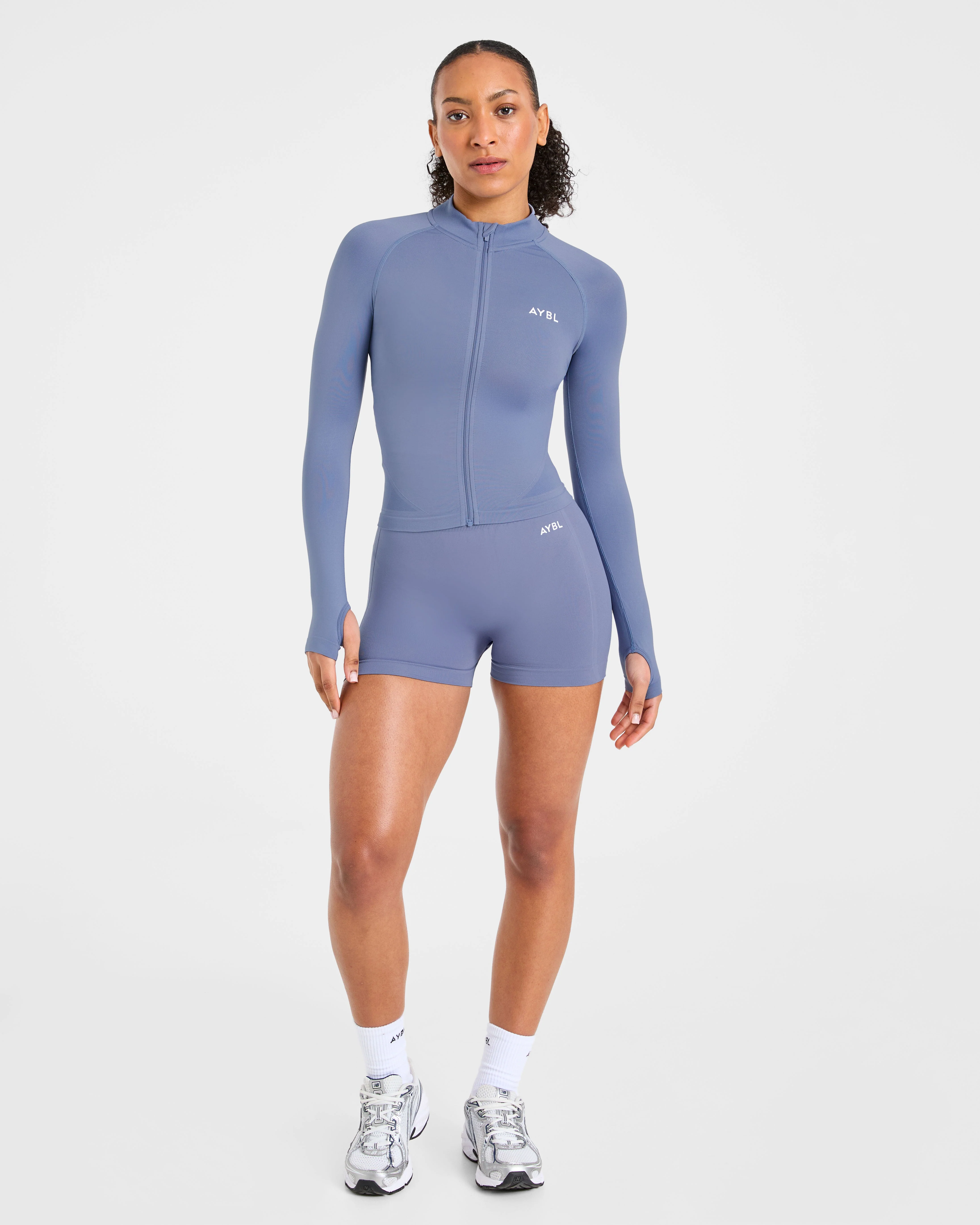 Empower Seamless Full Zip Jacket - Slate Blue - Image 3