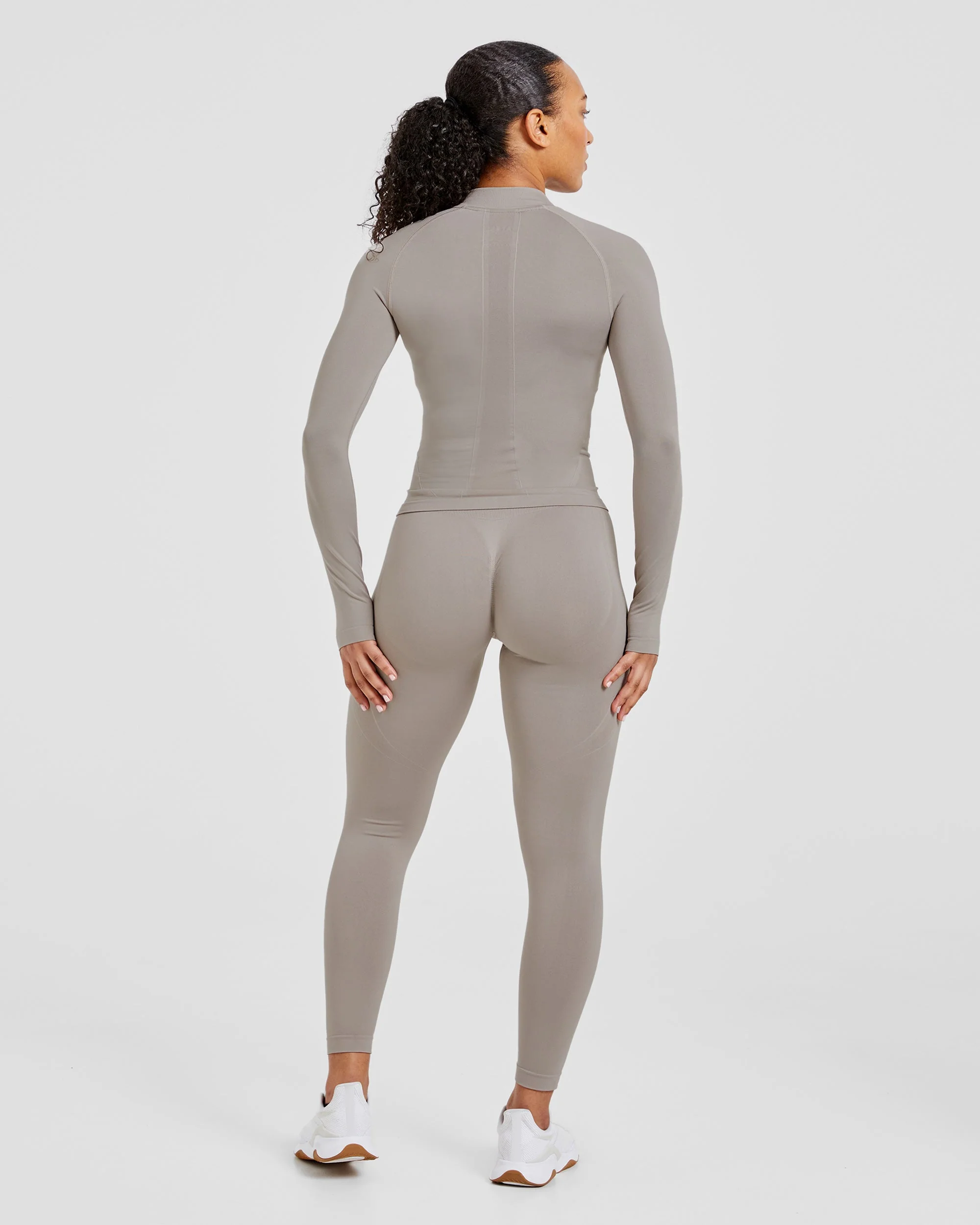 Empower Seamless Full Zip Jacket - Taupe - Image 4