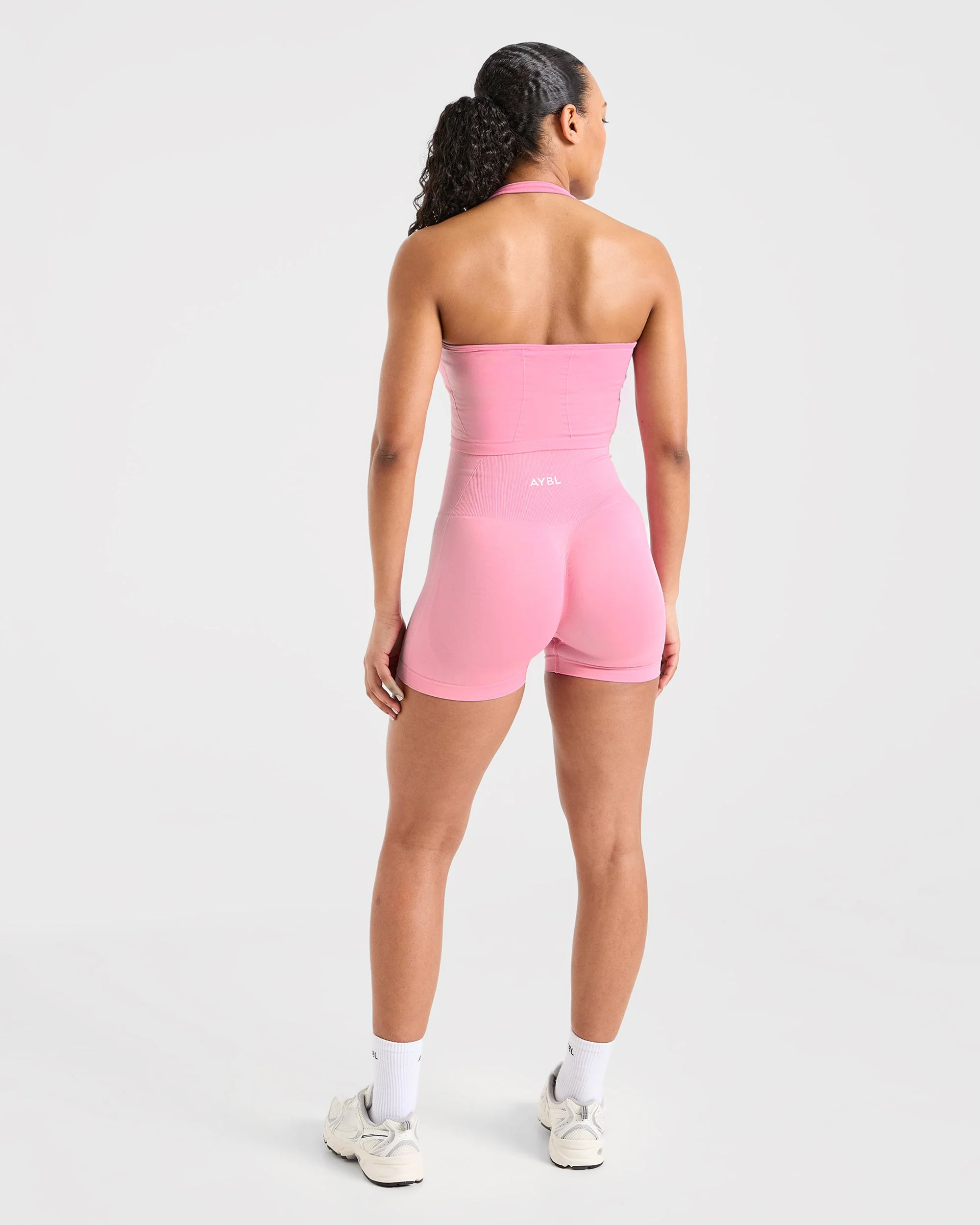 Empower Seamless Halterneck Crop Top - Baby Pink - Image 4