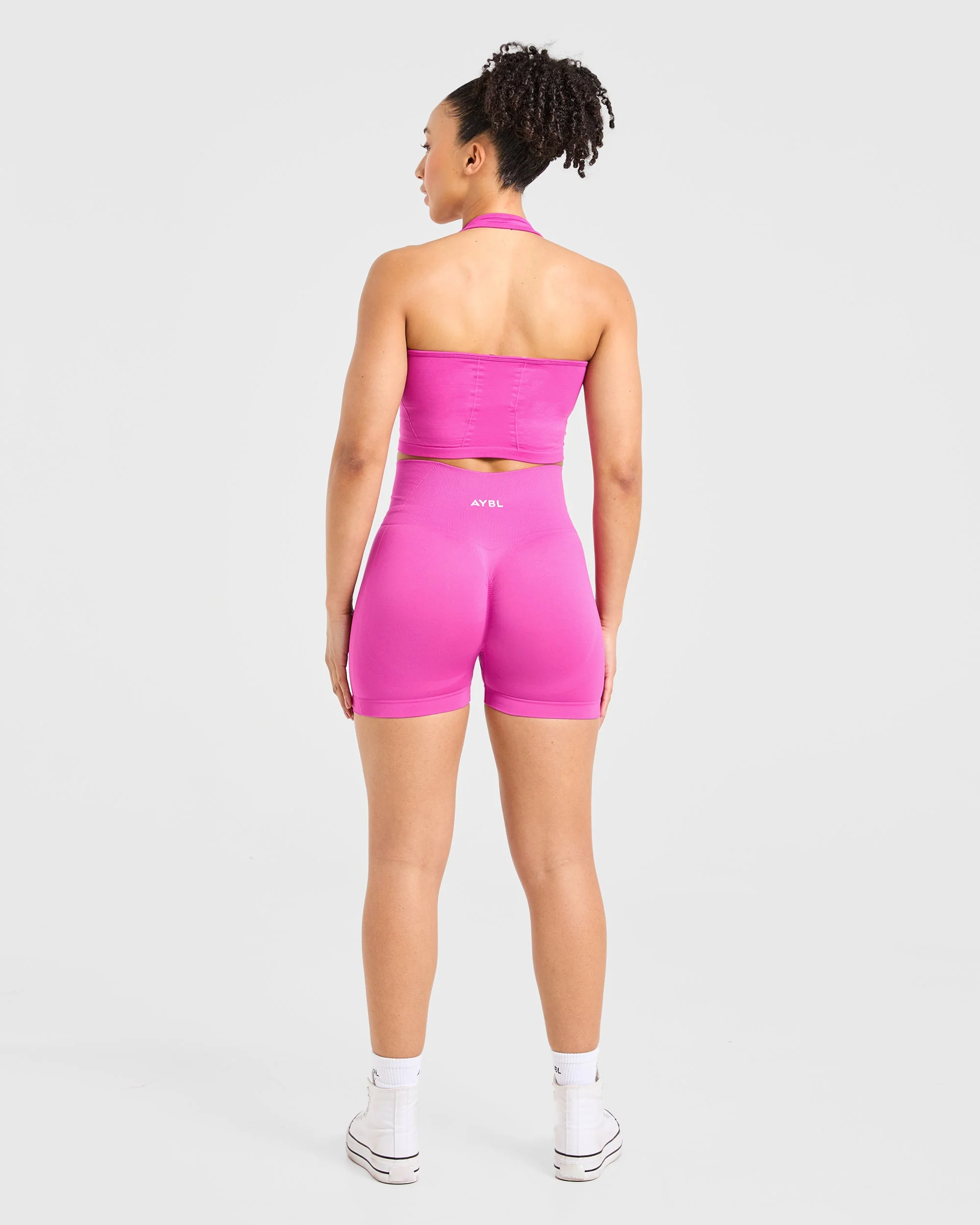 Empower Seamless Halterneck Crop Top - Magenta - Image 4