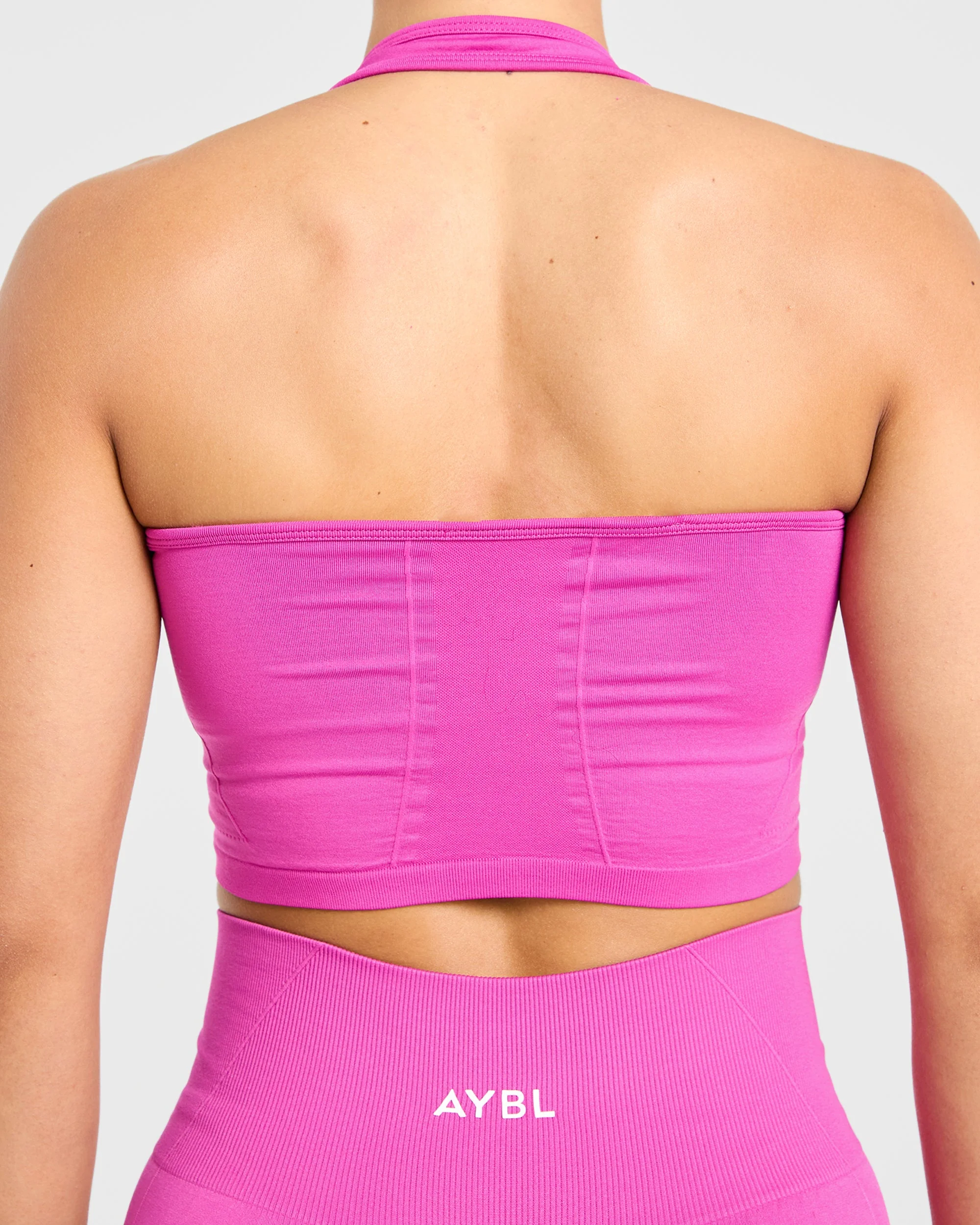 Empower Seamless Halterneck Crop Top - Magenta - Image 6
