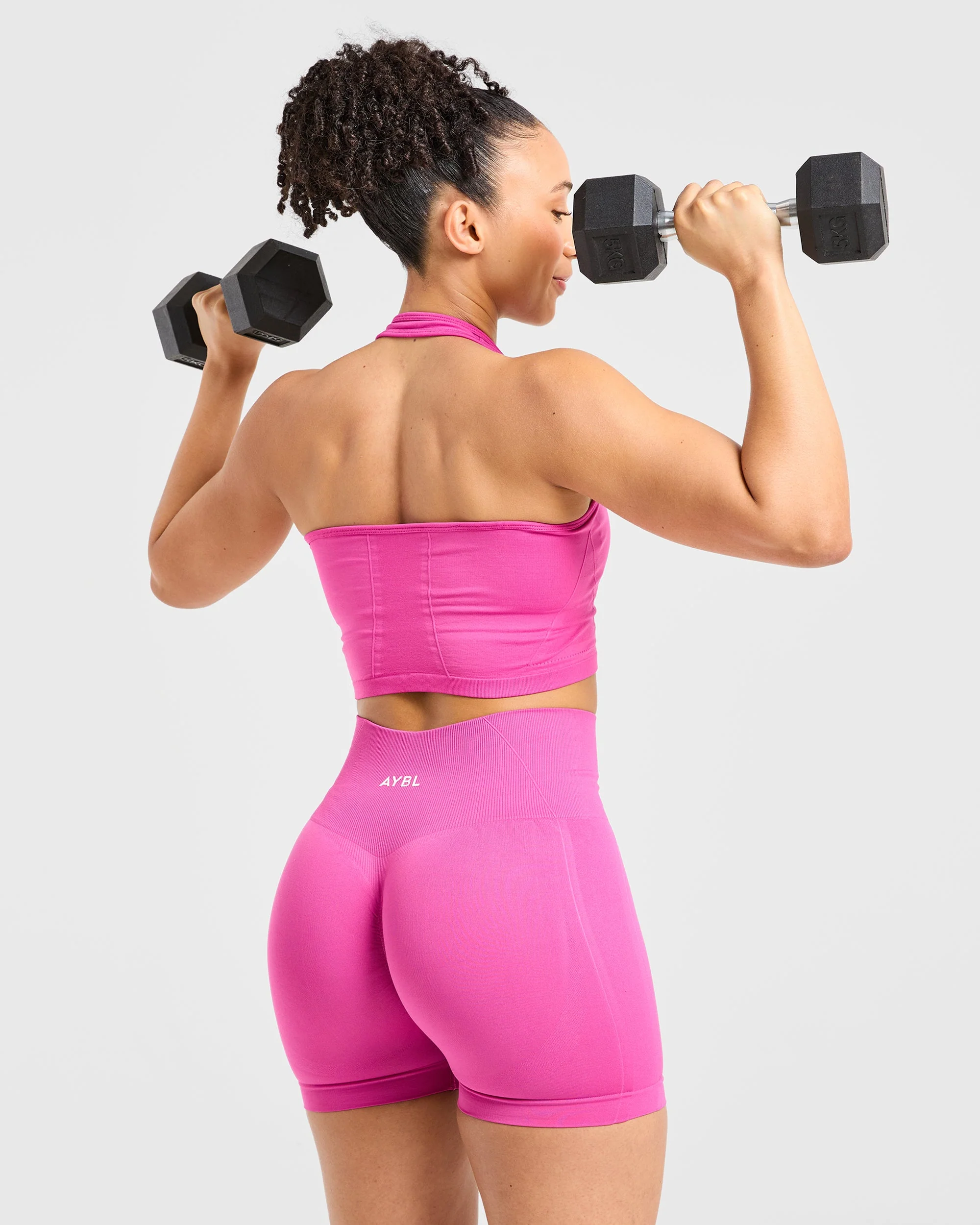 Empower Seamless Halterneck Crop Top - Magenta - Image 7